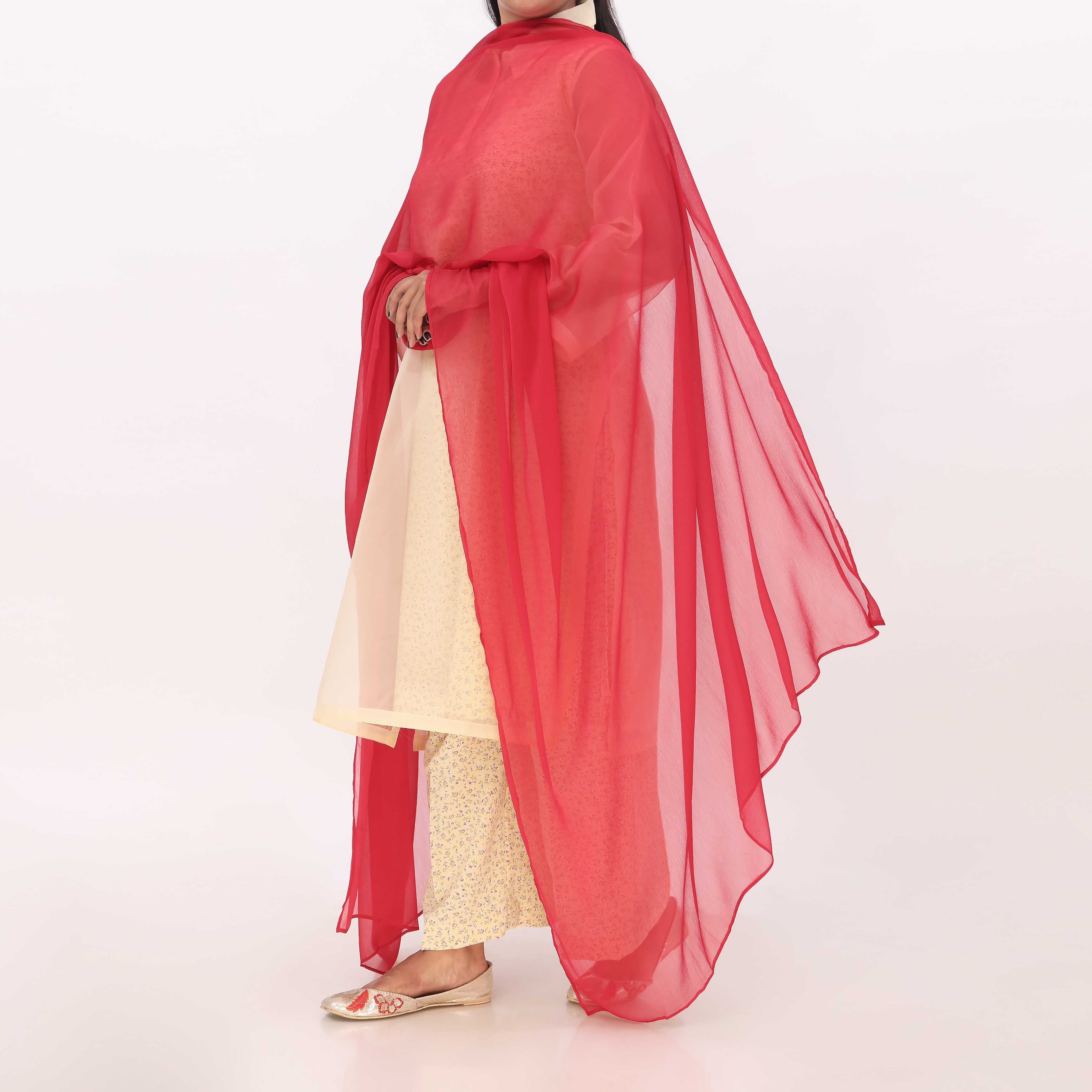 Maroon Plain Chiffon Duppata PD5617 - Image 3