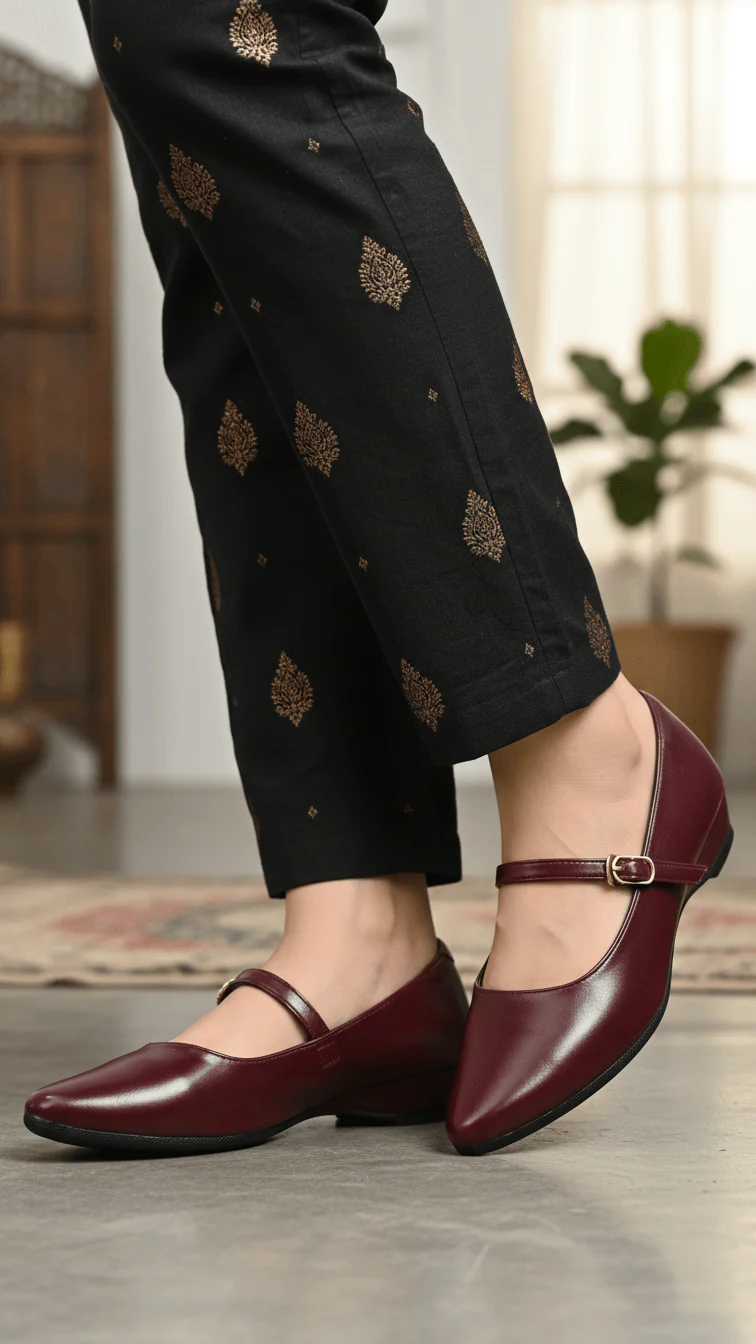 Maroon Pumps For Ladies WN1297 - Image 2