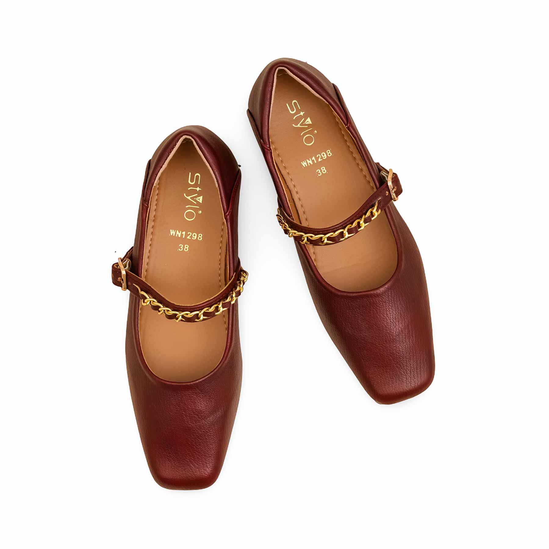 Maroon Pumps For Ladies WN1298 - Image 5