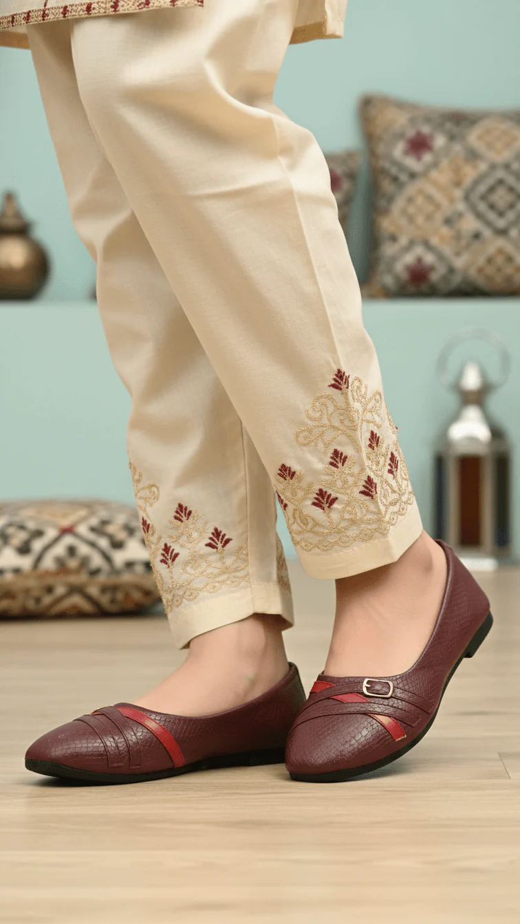Maroon Pumps For Ladies WN1364 - Image 2