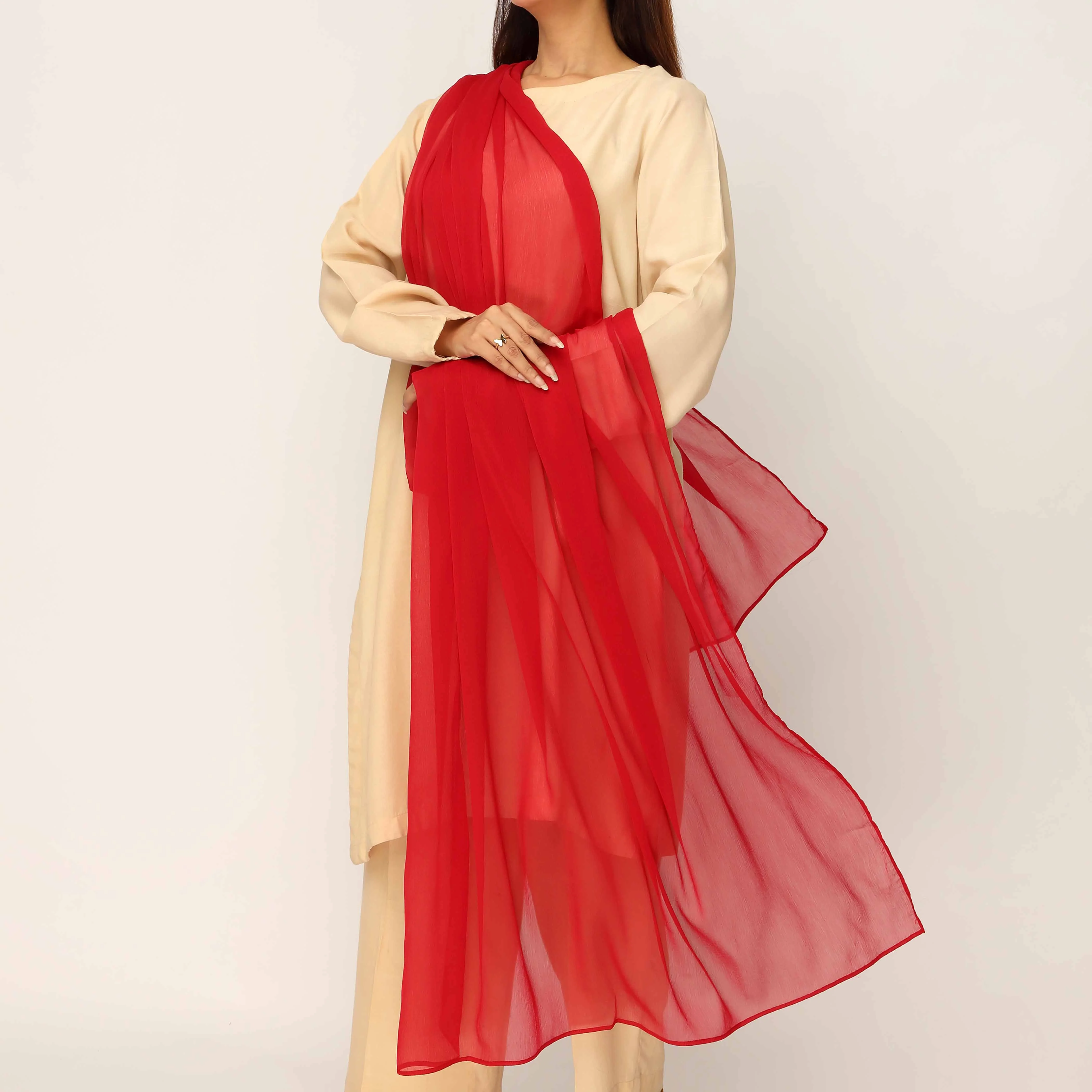 Maroon Raw Silk Dupatta PD5575 - Image 2