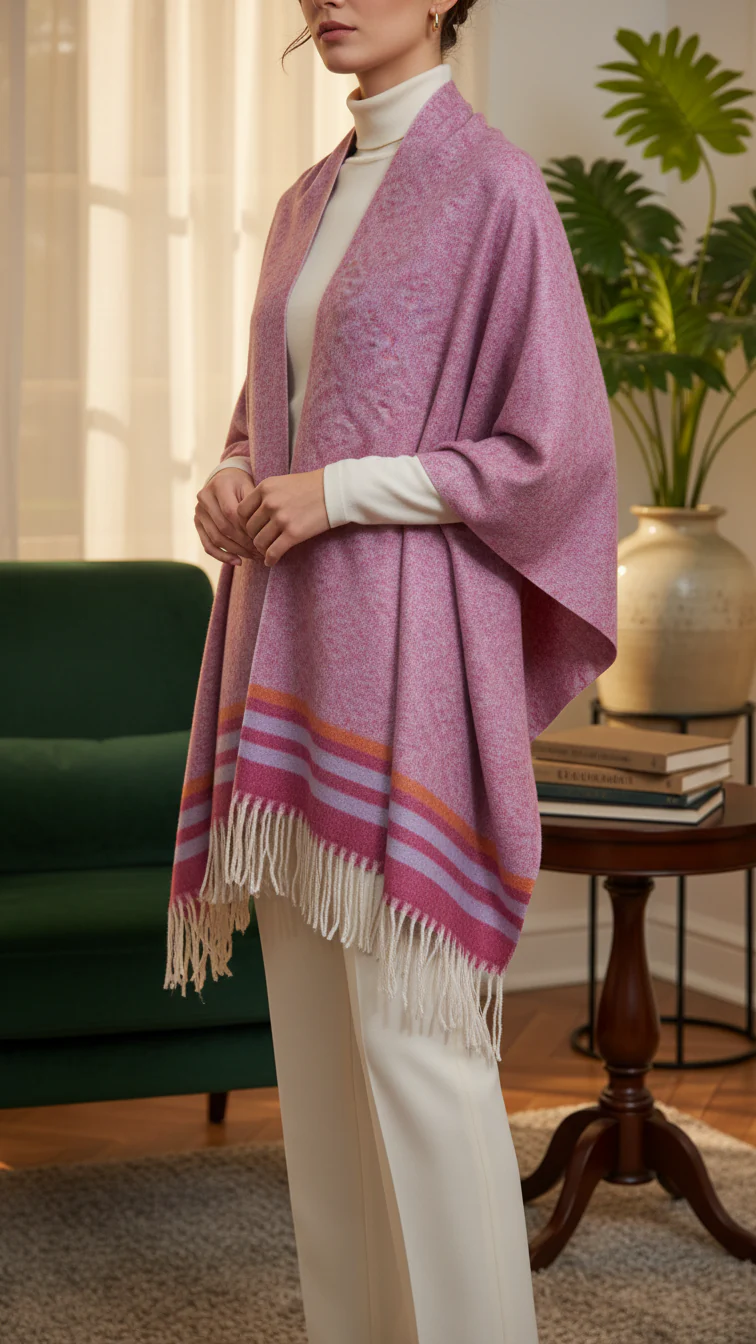 Maroon Winter Capeshawl PW5632 - Image 3