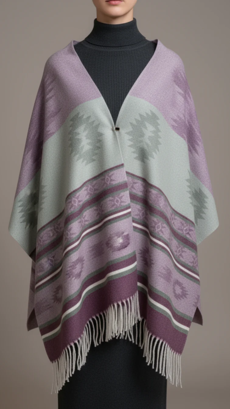 Maroon Winter Capeshawl PW5635 - Image 2