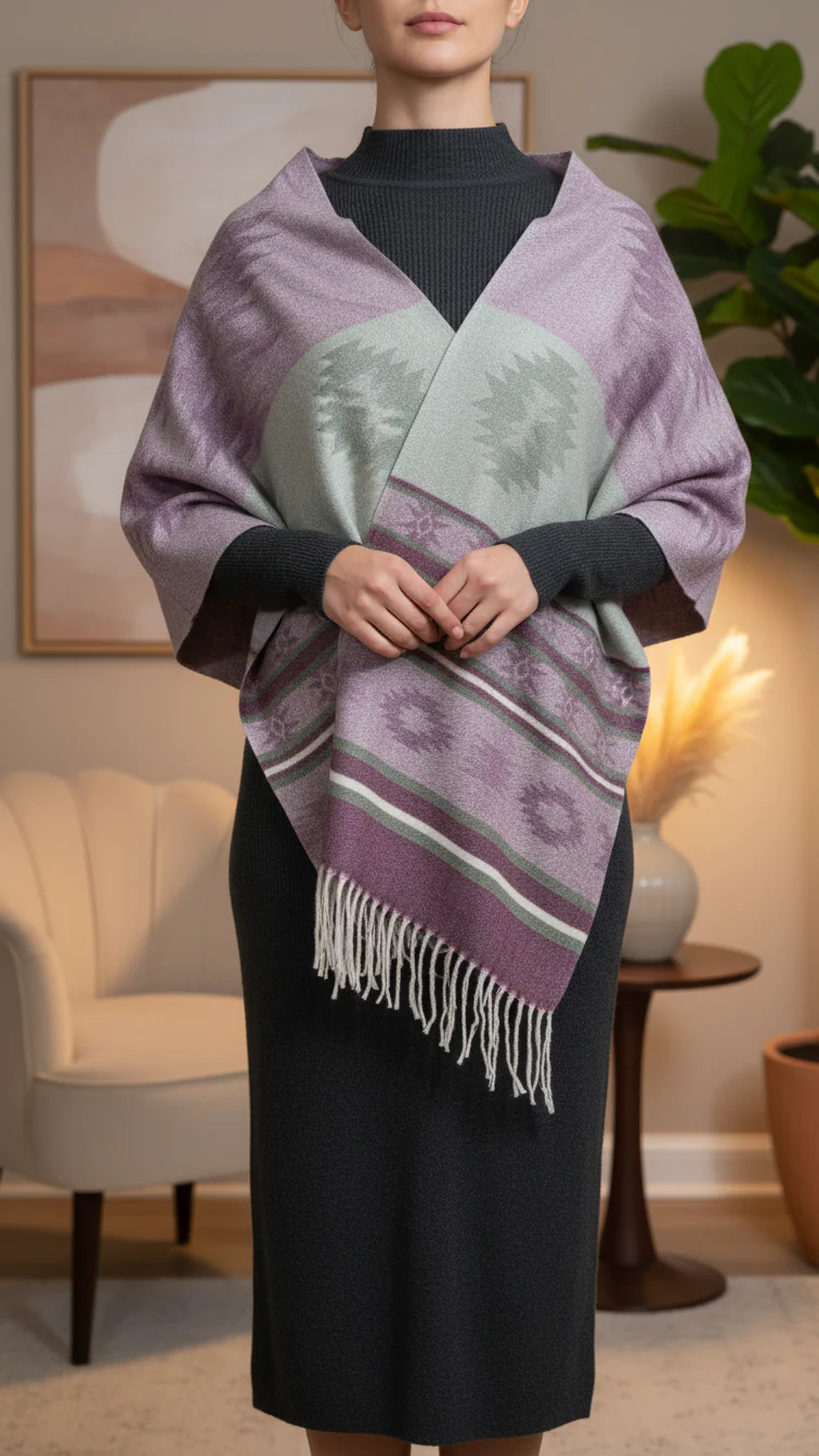 Maroon Winter Capeshawl PW5635 - Image 3