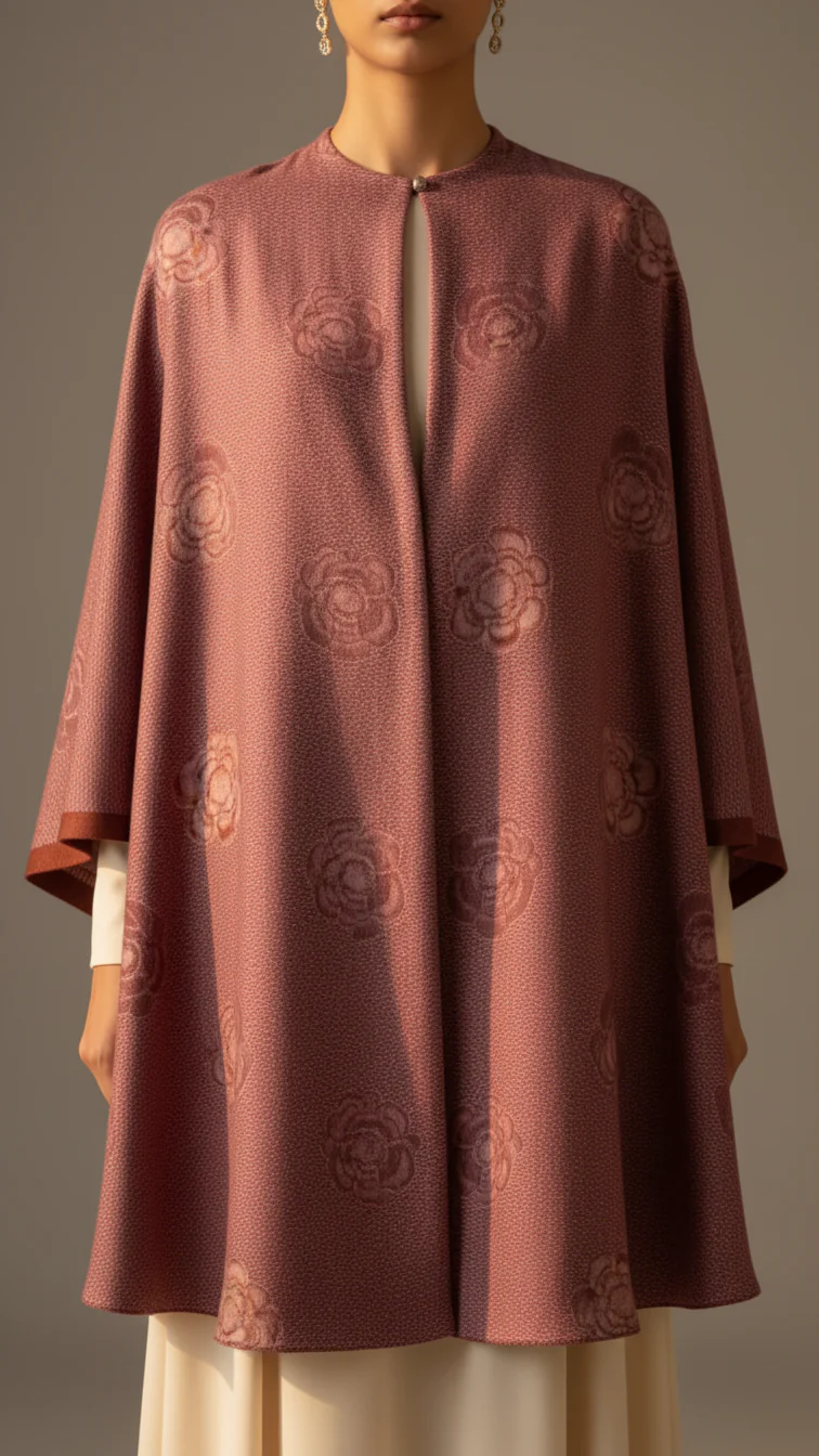 Maroon Winter Capeshawl PW5903 - Image 2