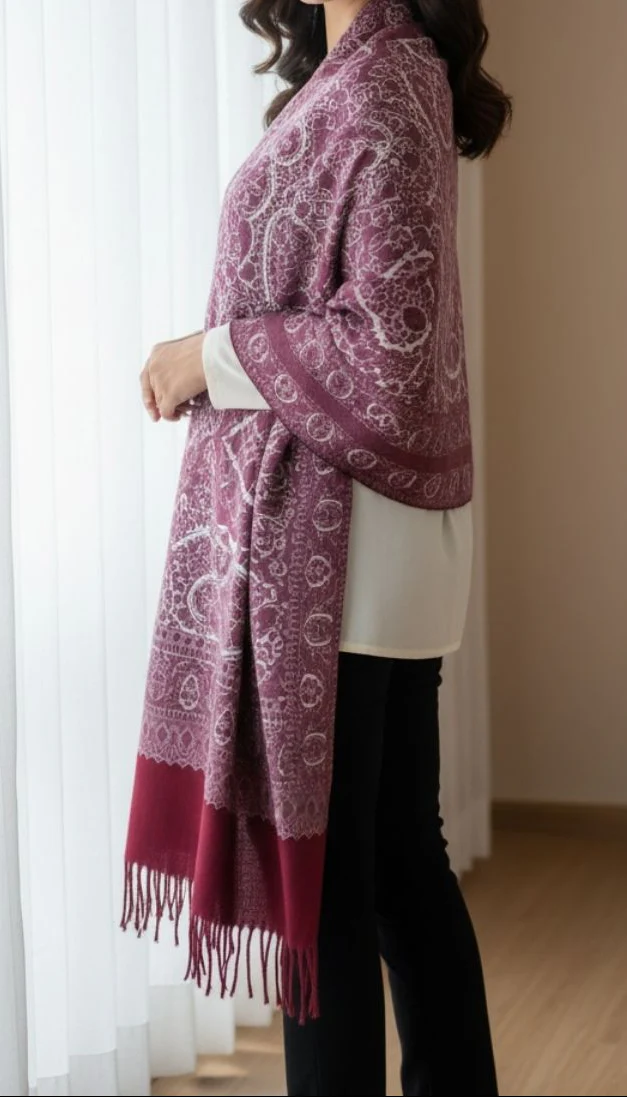 Maroon Winter Stole PN5194 - Image 2