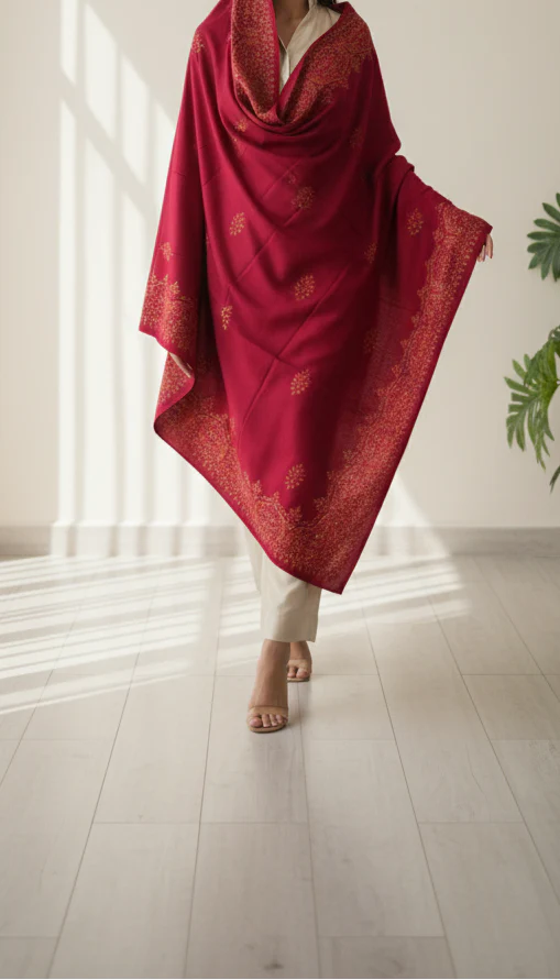 Maroon Winter Shawl PW5868 - Image 2