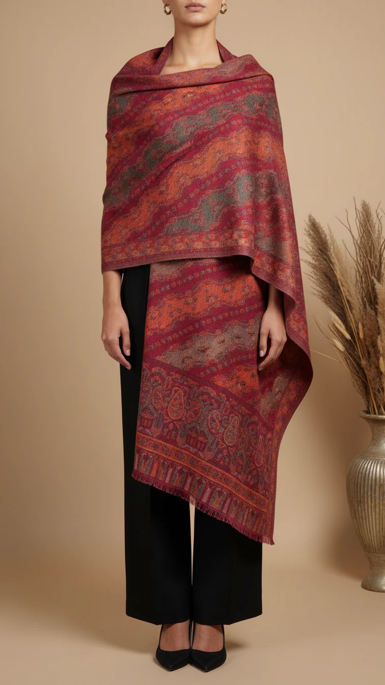 Maroon Winter Stole PW5756