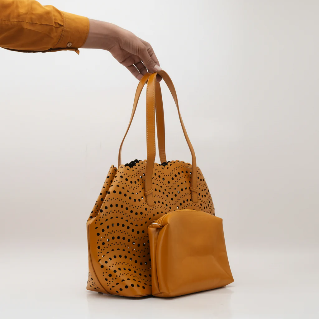 Mustard Formal Hand Bag For Women P55816 - Image 2