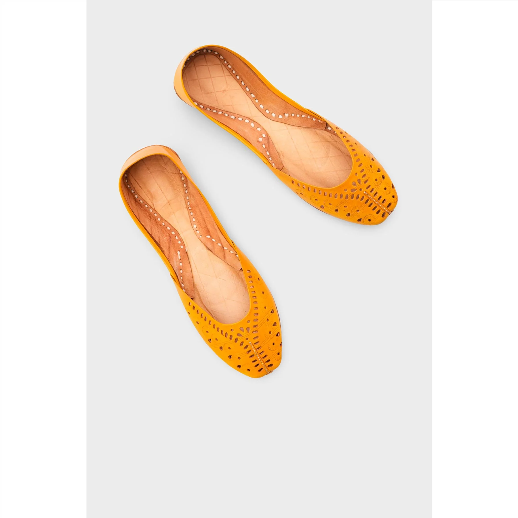 Mustard Leather Khussa For Women EC8694 - Image 5