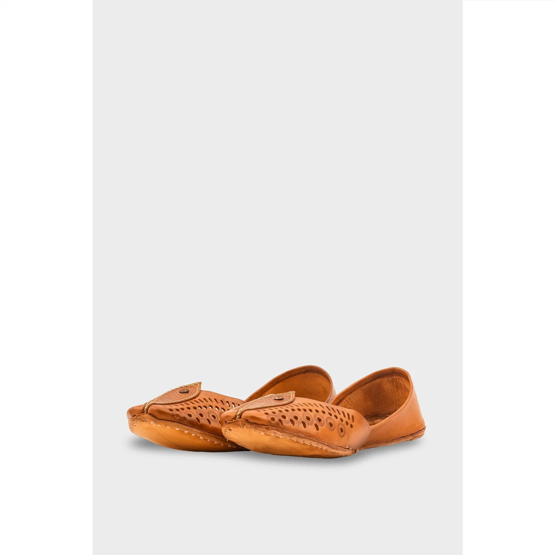 Mustard Leather Khussa For Women EC8710 - Image 4