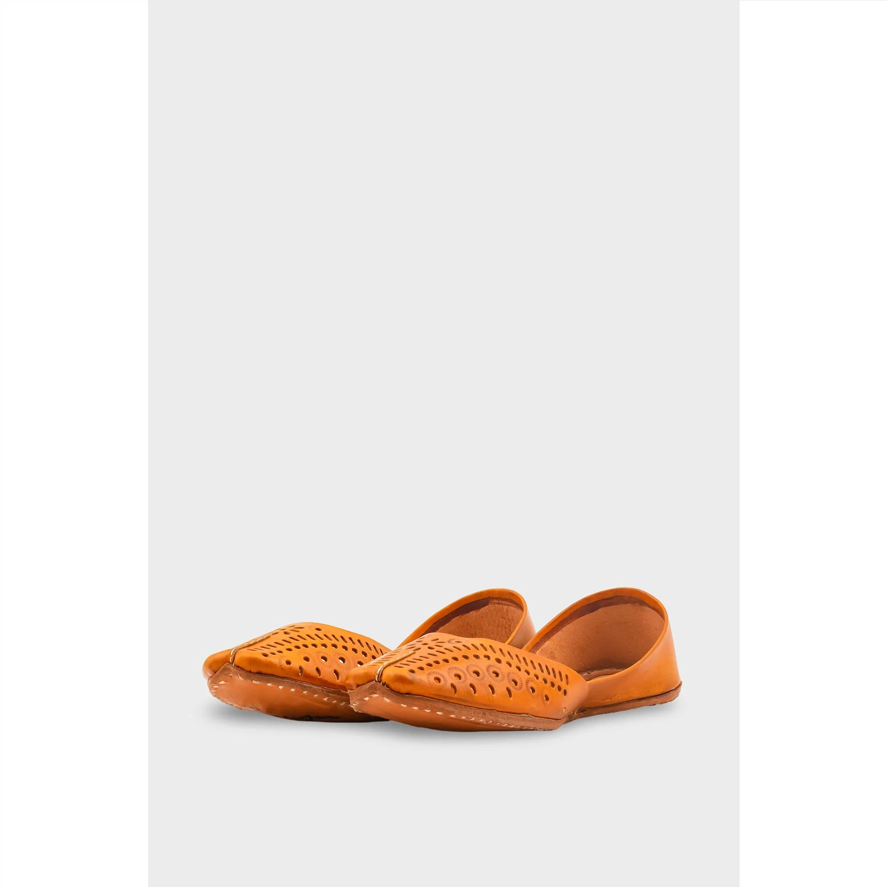 Mustard Leather Khussa For Women EC8713 - Image 3