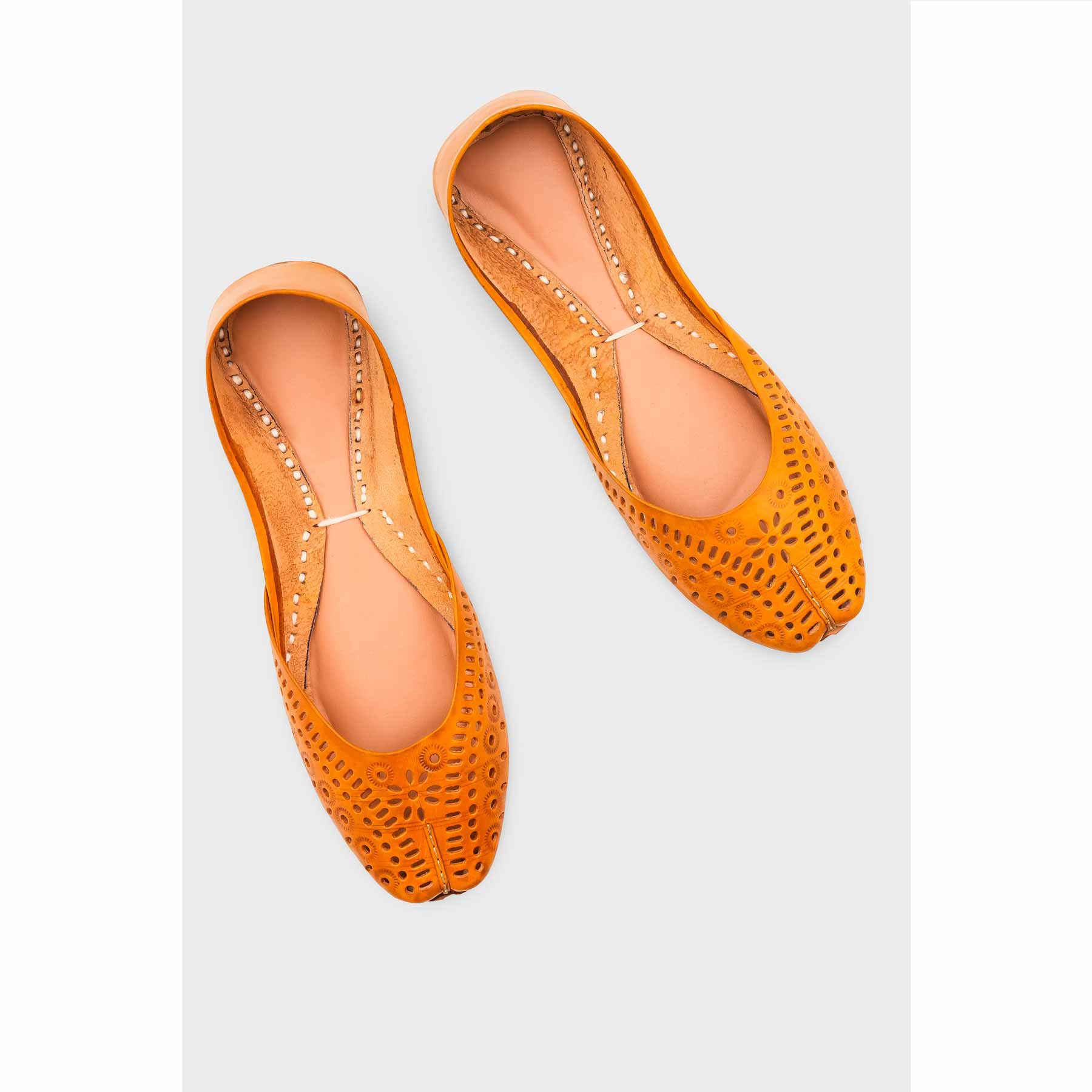Mustard Leather Khussa For Women EC8713 - Image 5