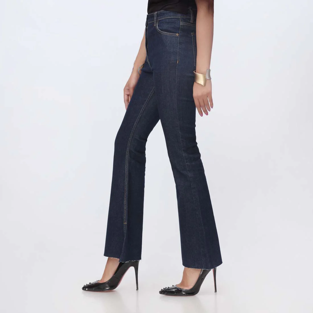 Navy Bell Bottom Denim Pant PS1542 - Image 2