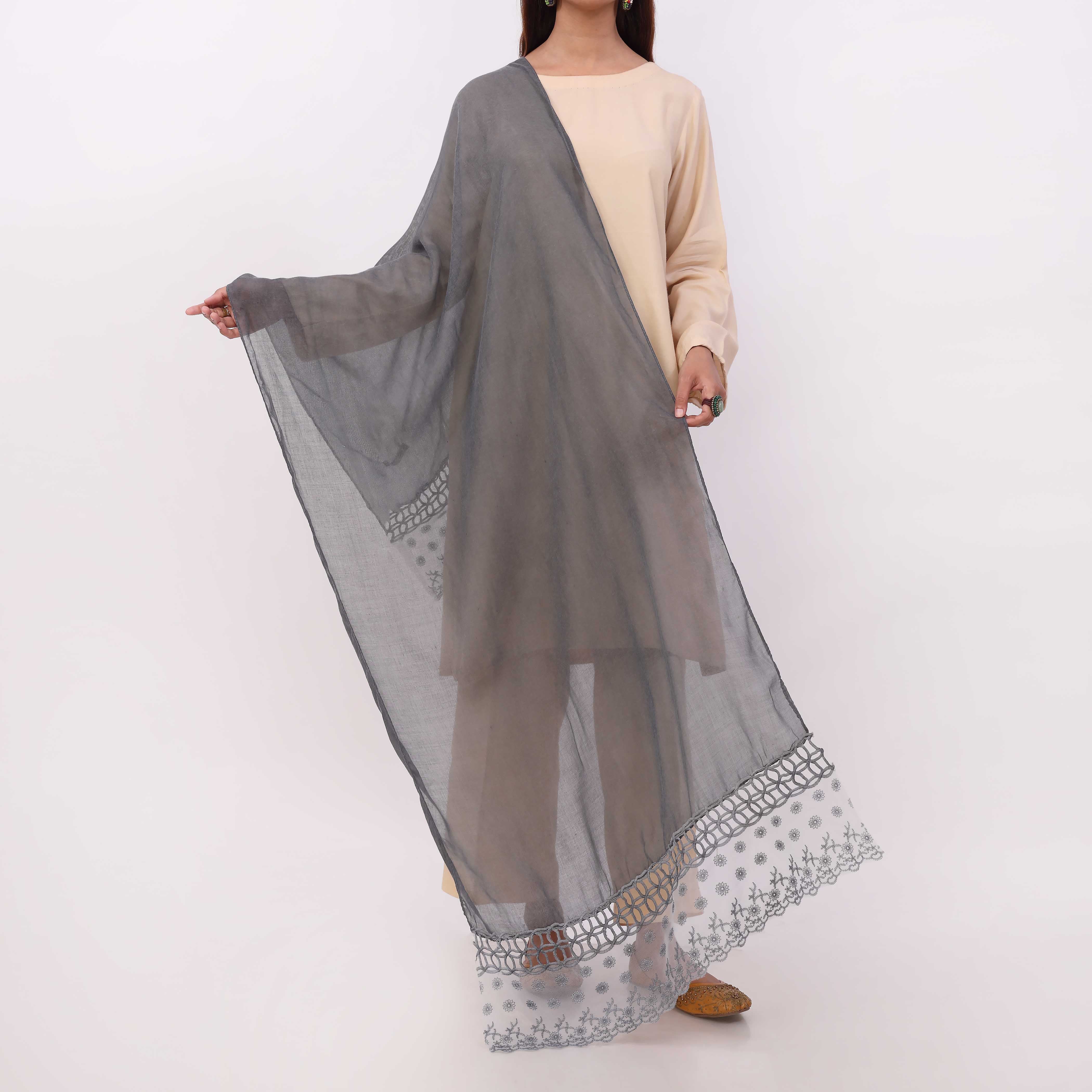Navy Embroidered Stole PD5336 - Image 2