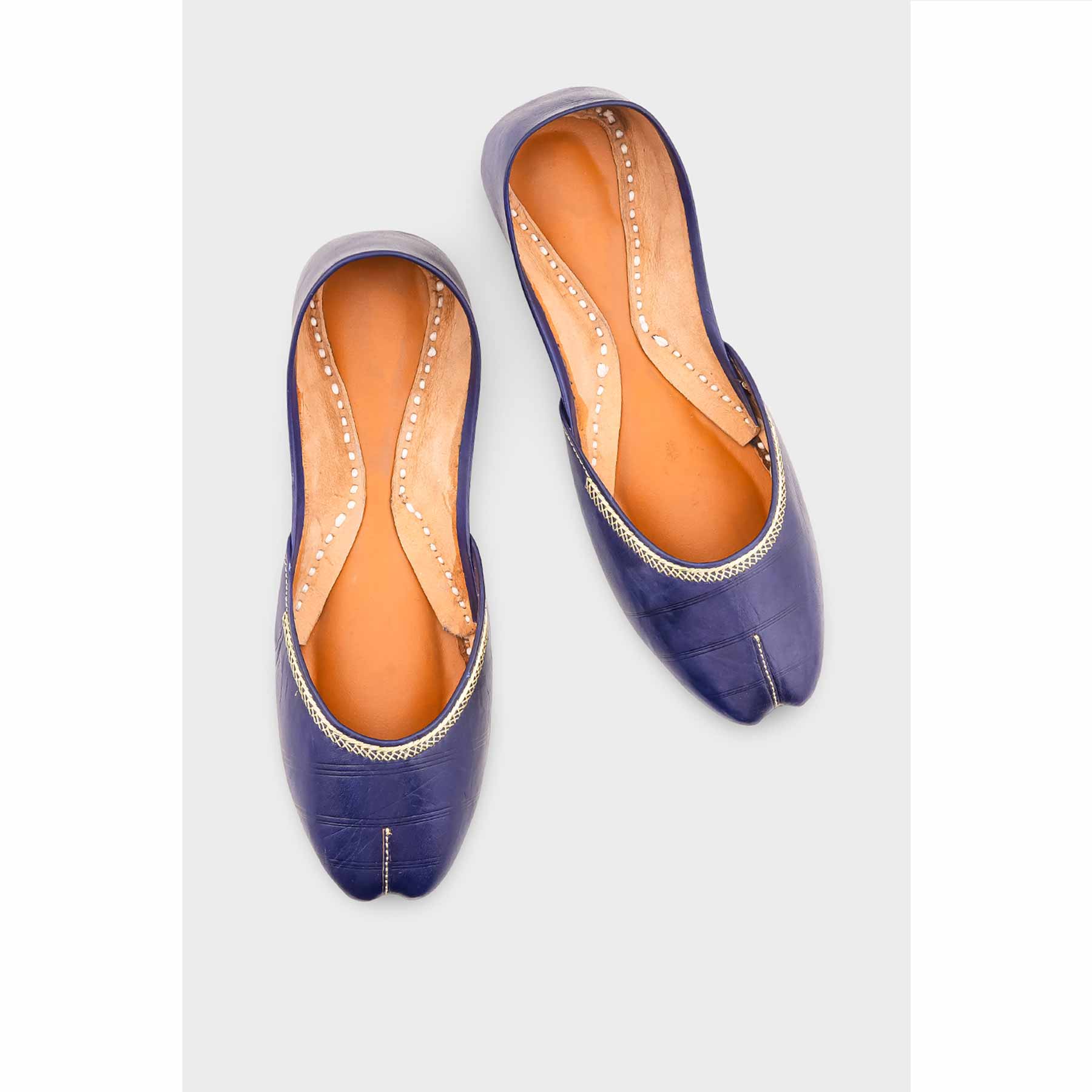 Navy Leather Khussa EC8657 - Image 5