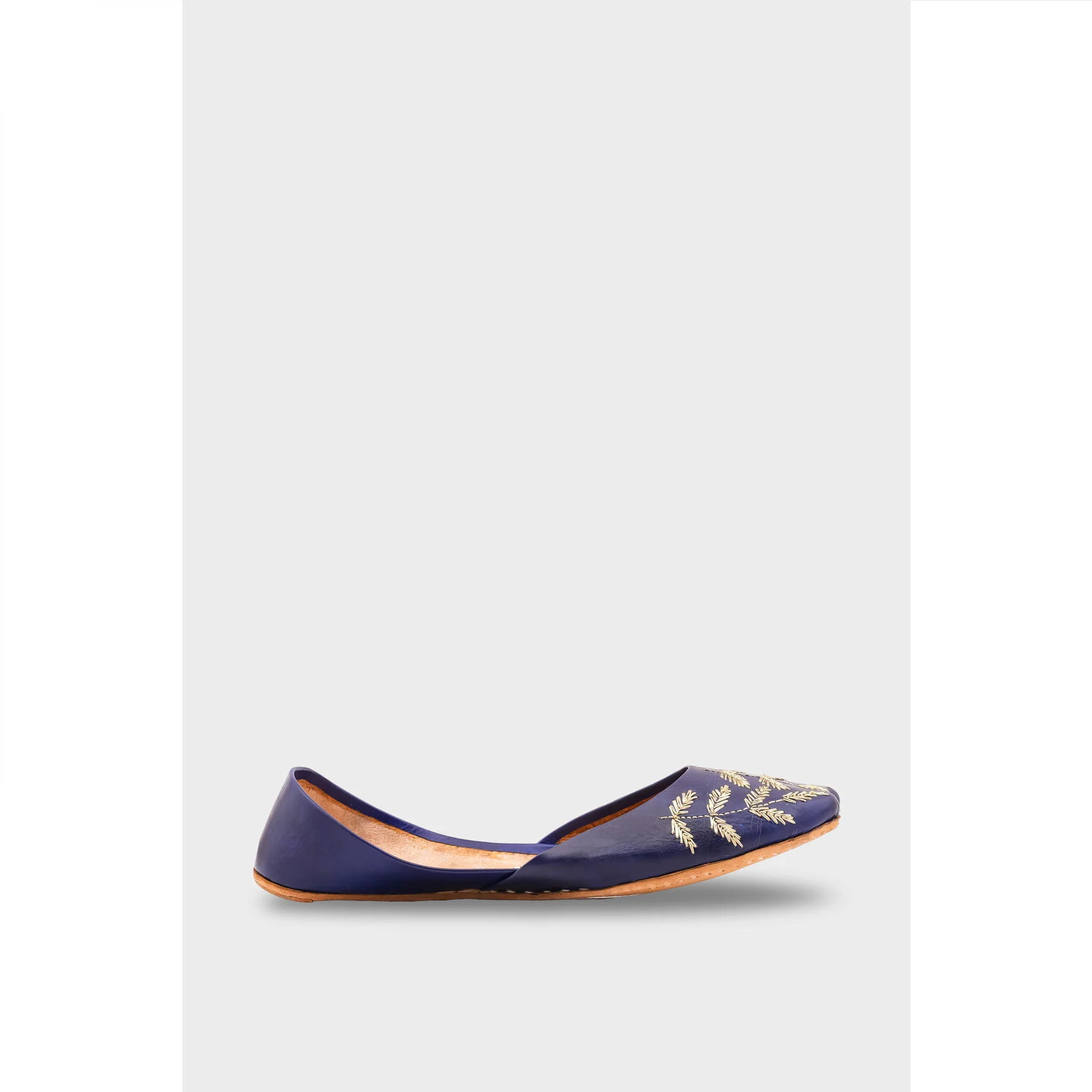 Navy Leather Khussa EC8659 - Image 2