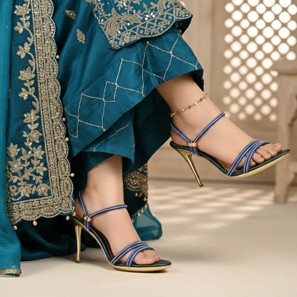 Navy Fancy Bridal Sandal FN6225 - Image 2