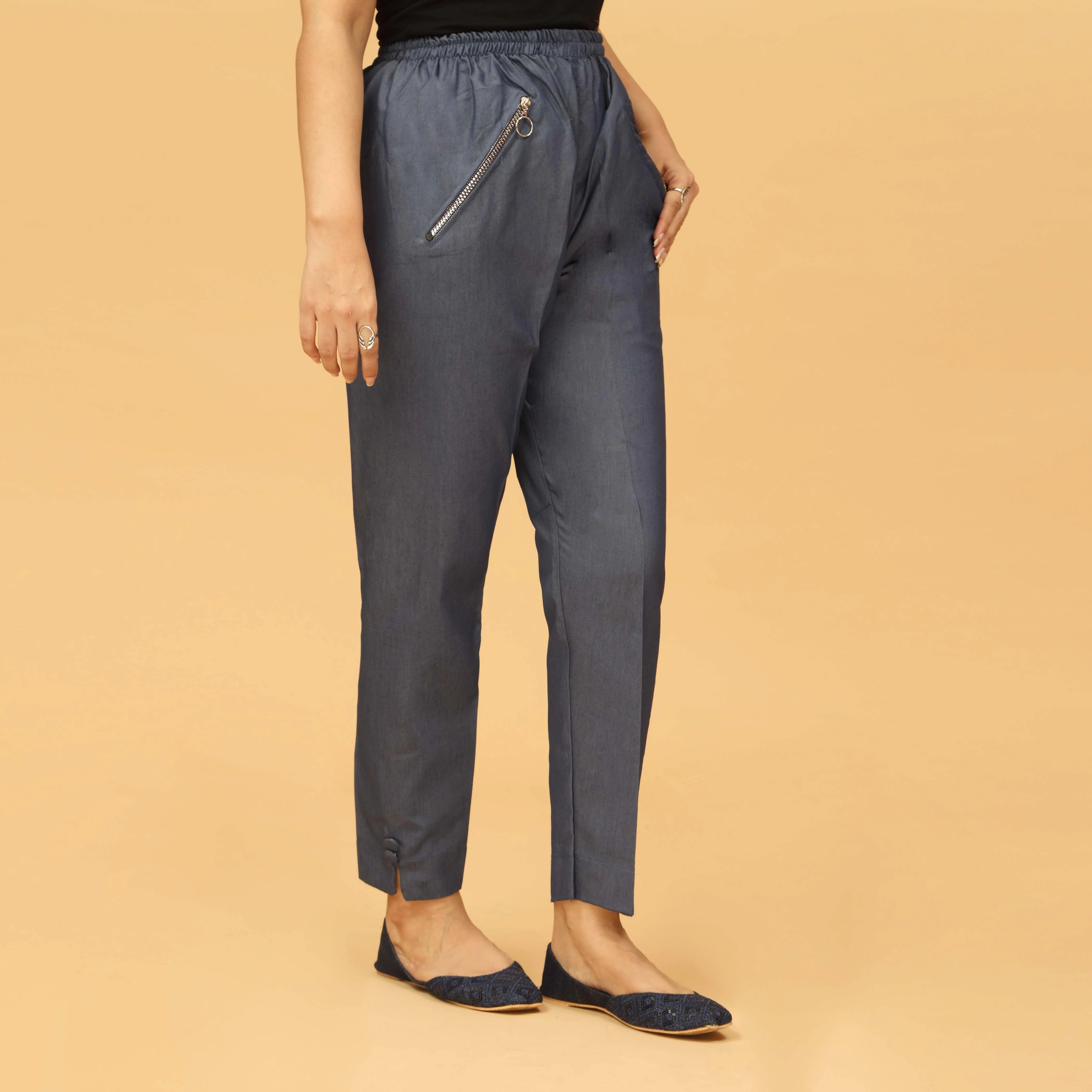 Navy Slim Fit Denim Trouser PS4576 - Image 3