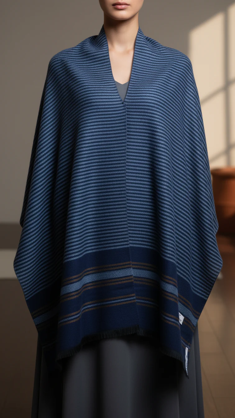 Navy Winter Cape shawl PW5913 - Image 2