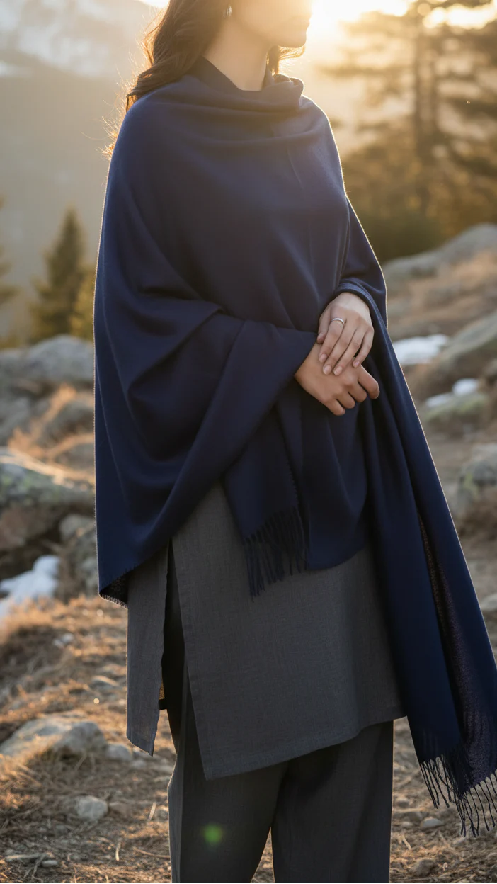 Navy Winter Shawl PW5882 - Image 2