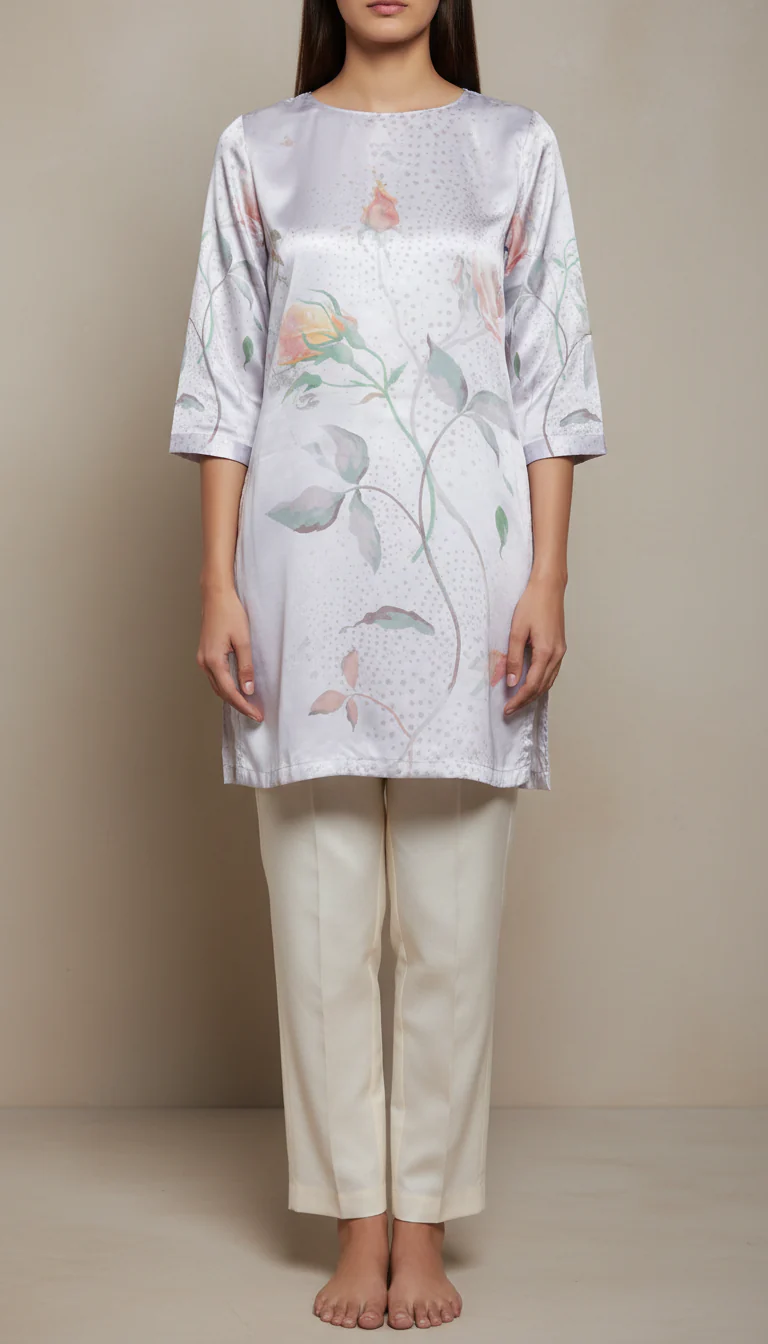 Off/White Digital Printed Shamouse Silk Shirt PW5321 - Image 2