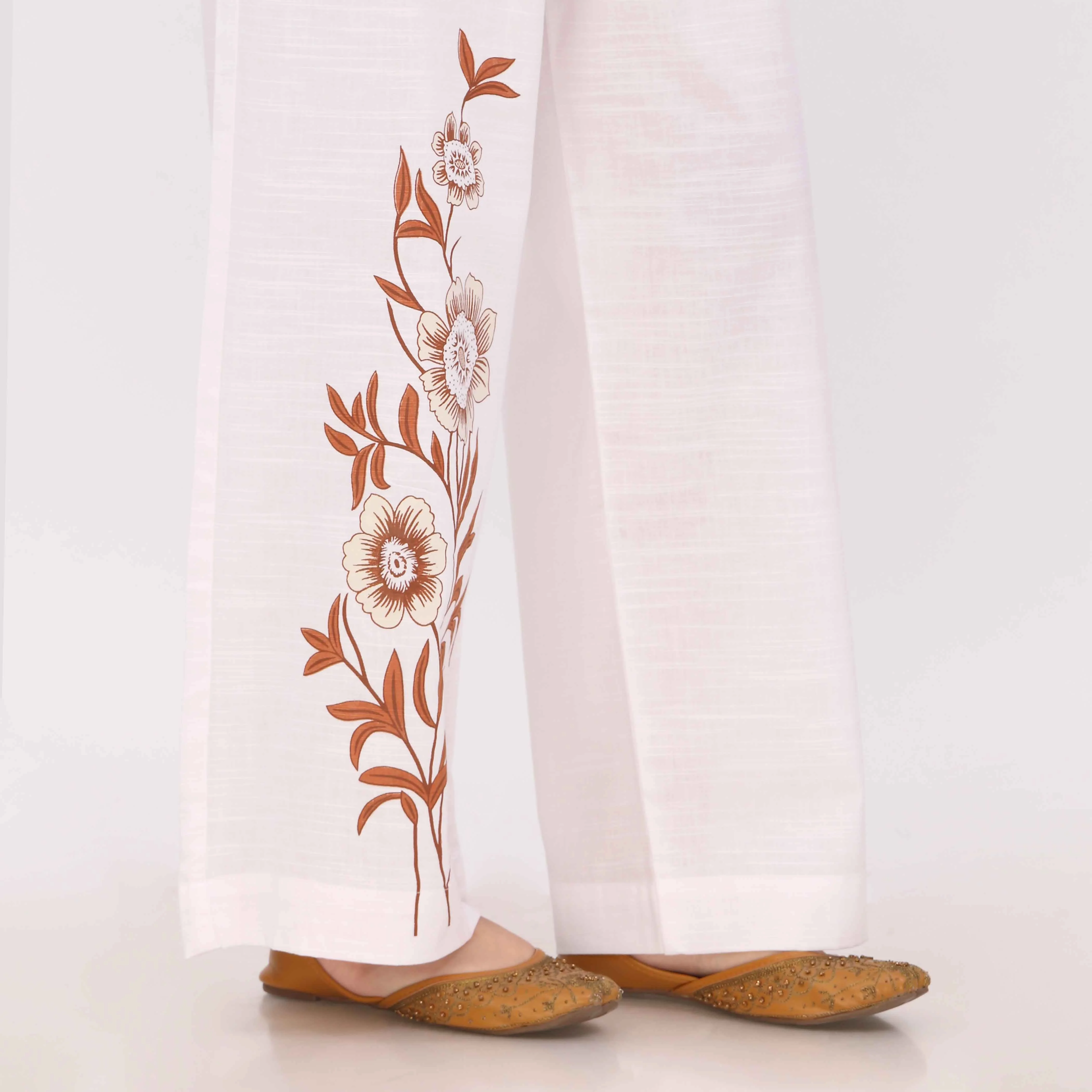 Off/White Slub Khaddar Trouser PL5142 - Image 3