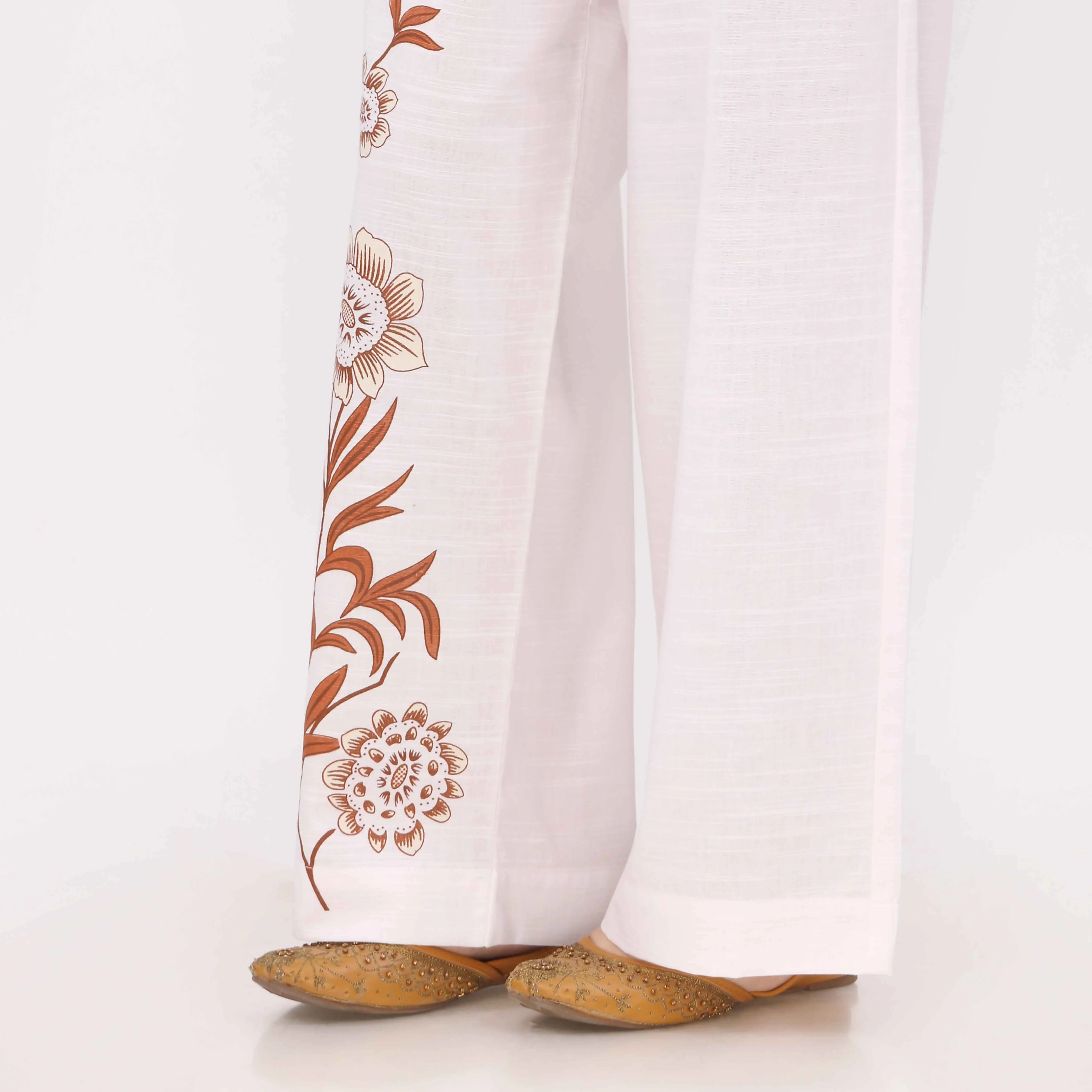 Off/White Slub Khaddar Trouser PL5142 - Image 4
