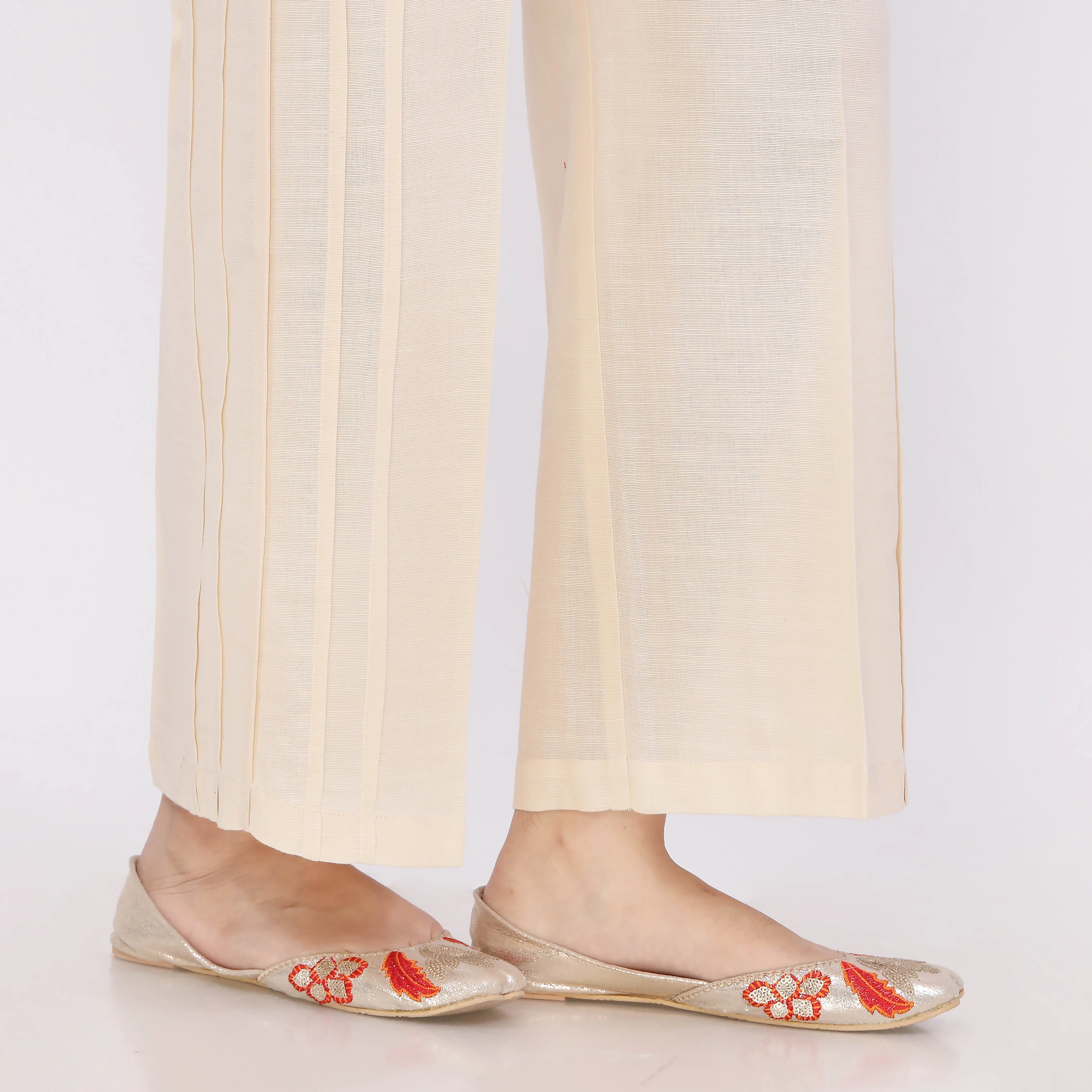 Off/White Slub Khaddar Trouser PL5146 - Image 3