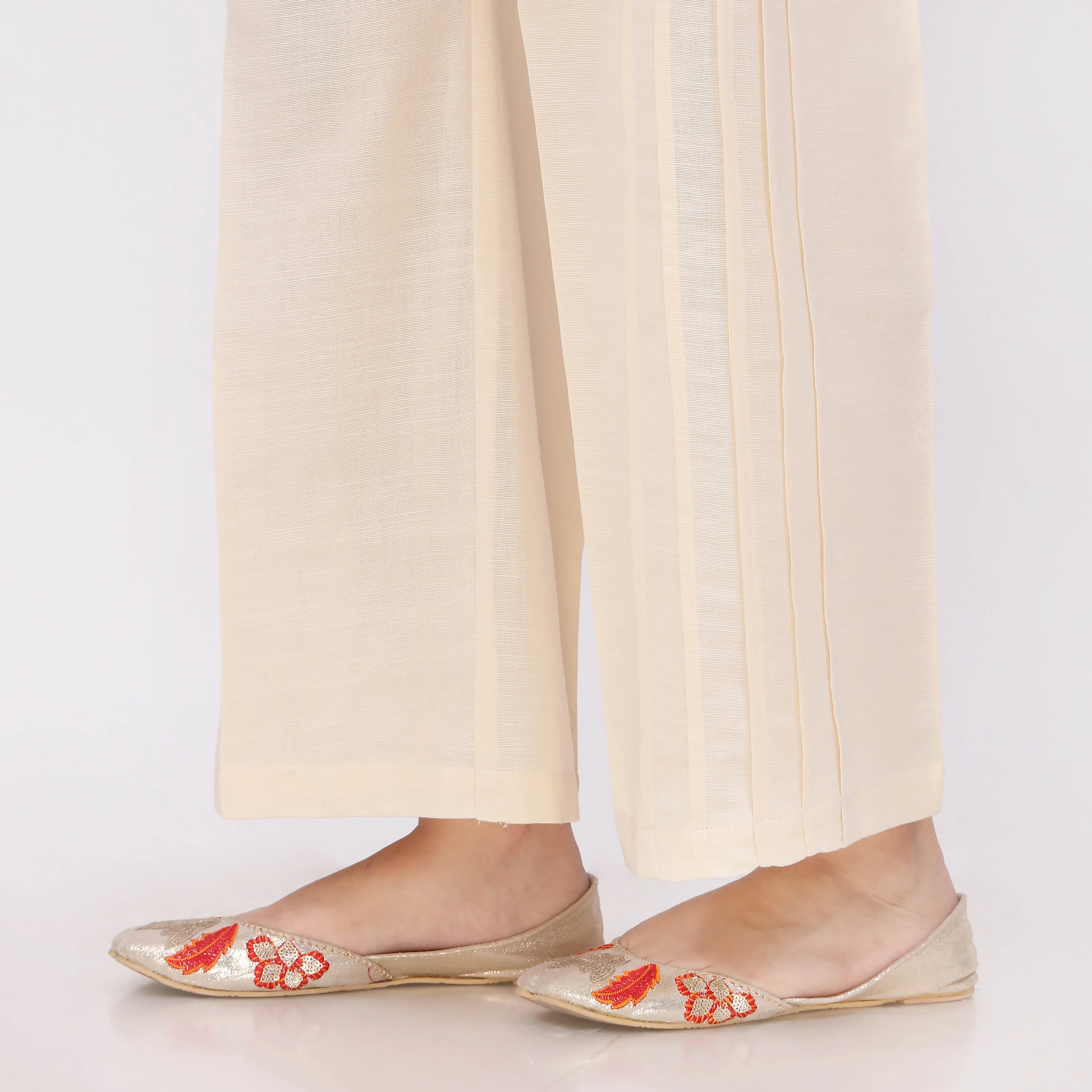 Off/White Slub Khaddar Trouser PL5146 - Image 4