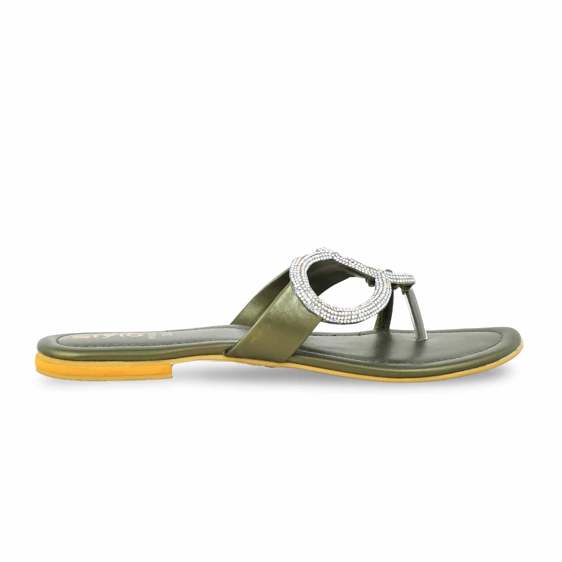 Olive Fancy Chappal FN0775 - Image 2