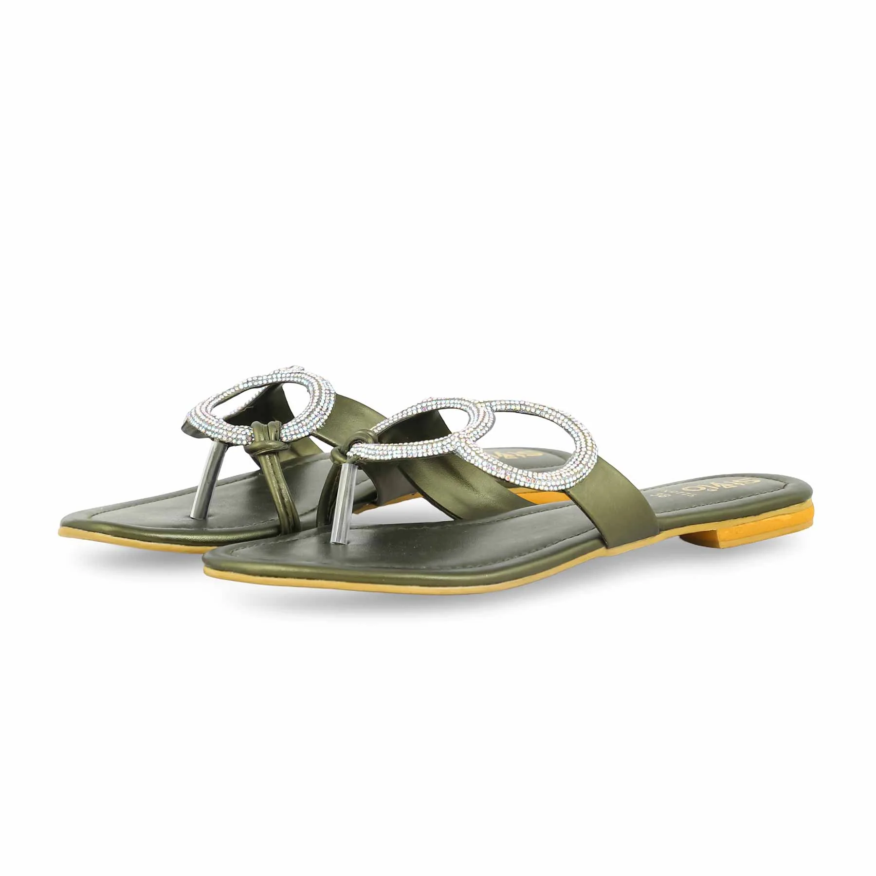 Olive Fancy Chappal FN0775 - Image 3
