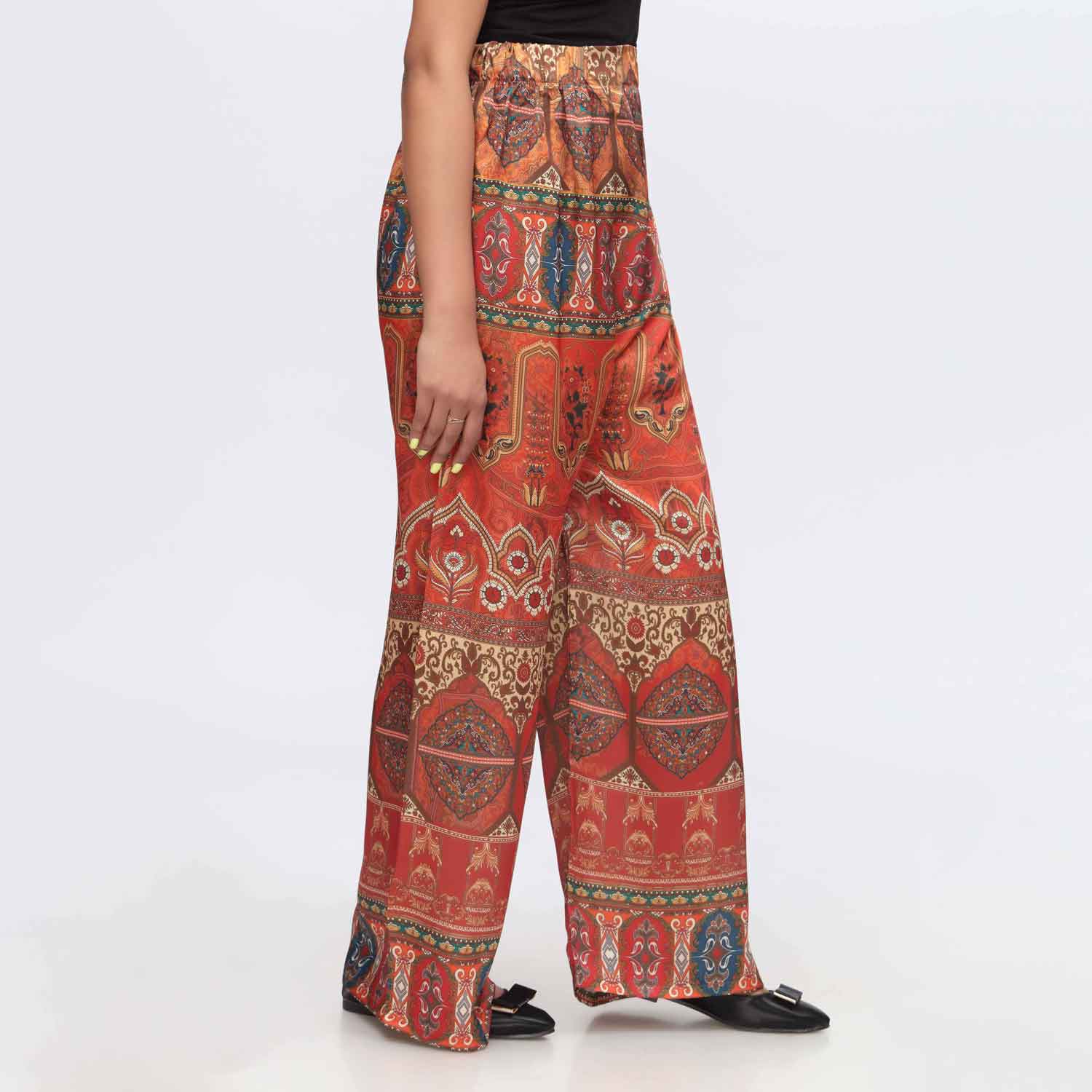 Orange Digital Printed Shamoz Silk Trouser PW3650 - Image 3