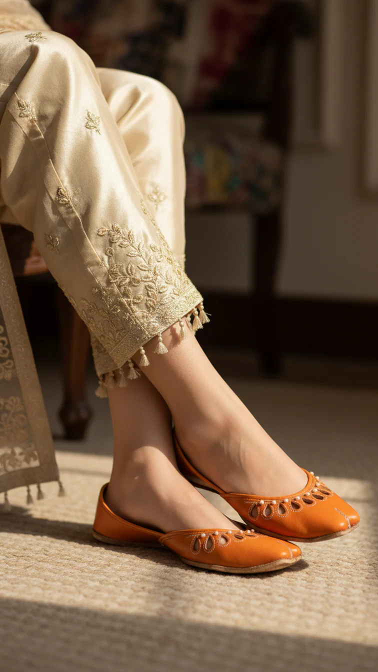 Orange Leather Khussa EC8643