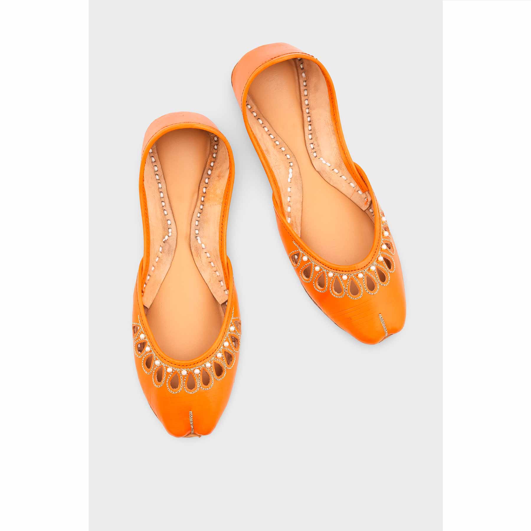 Orange Leather Khussa EC8643 - Image 5