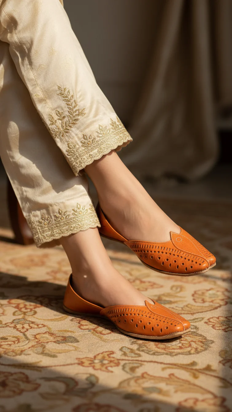 Orange Leather Khussa EC8666