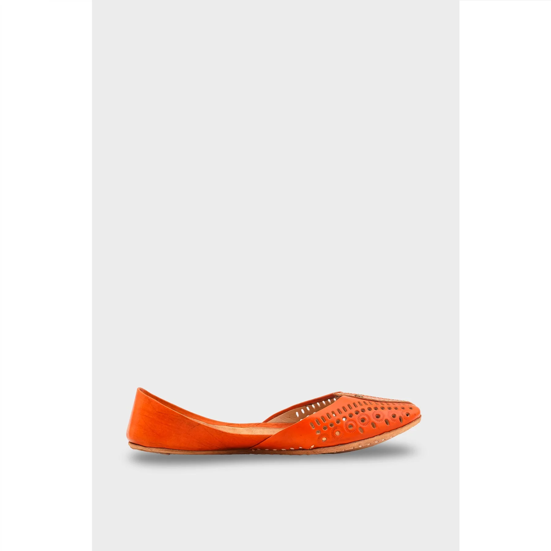 Orange Leather Khussa For Women EC8710 - Image 2