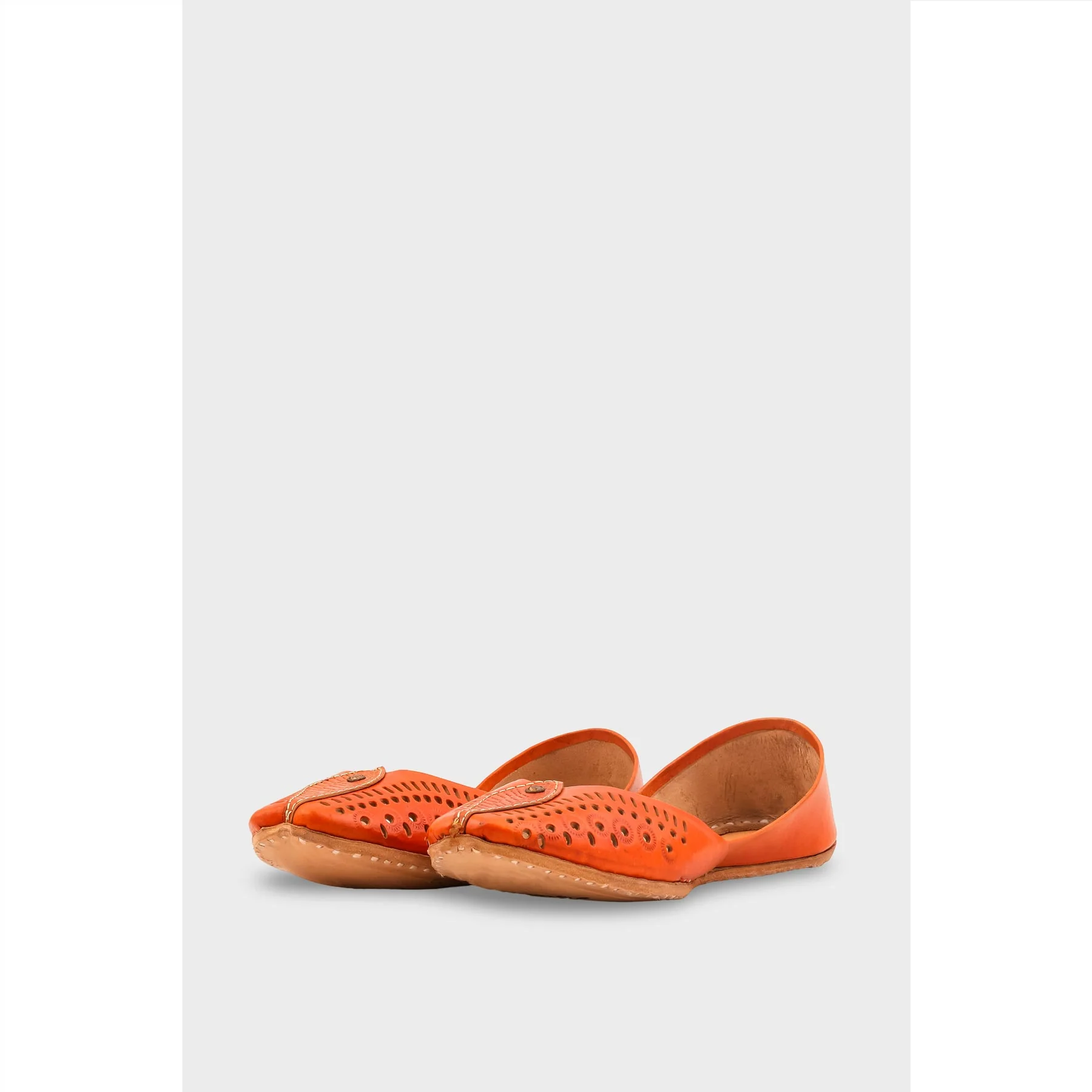 Orange Leather Khussa For Women EC8710 - Image 3