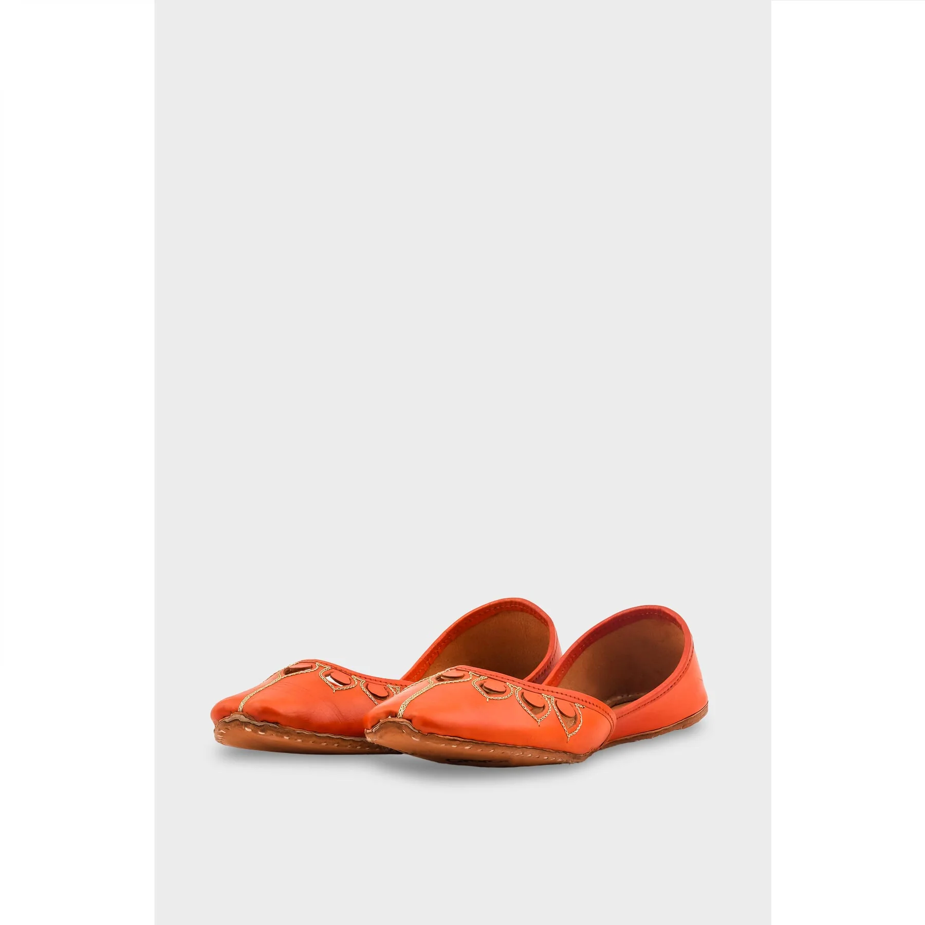 Orange Leather Khussa For Women EC8711 - Image 3