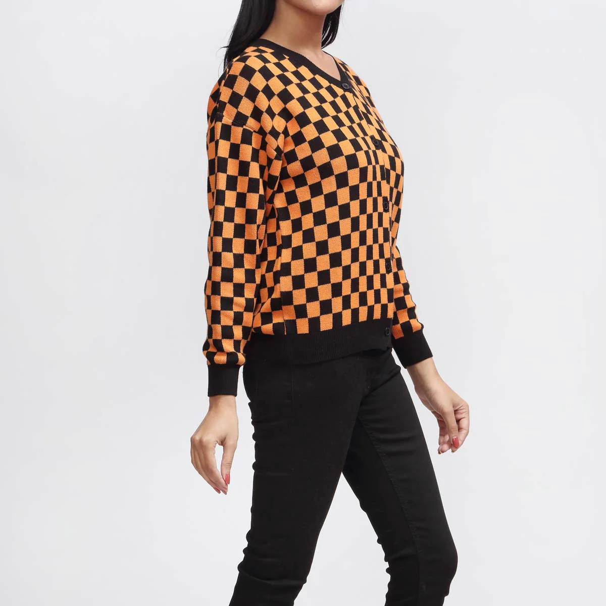 Orange Mid Length Cardigan PW3906 - Image 2