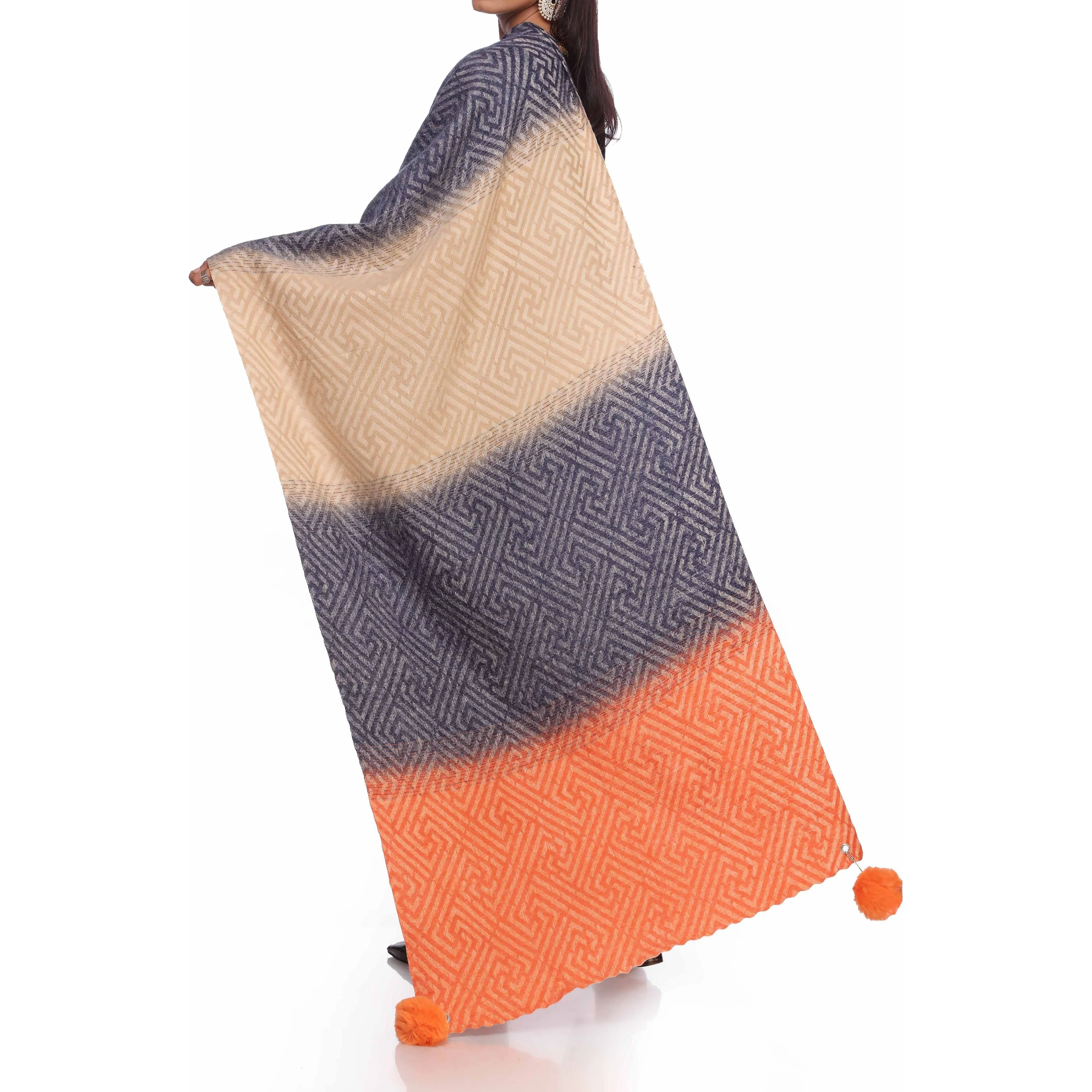 Orange Two Tone Shawl PW2734 - Image 3