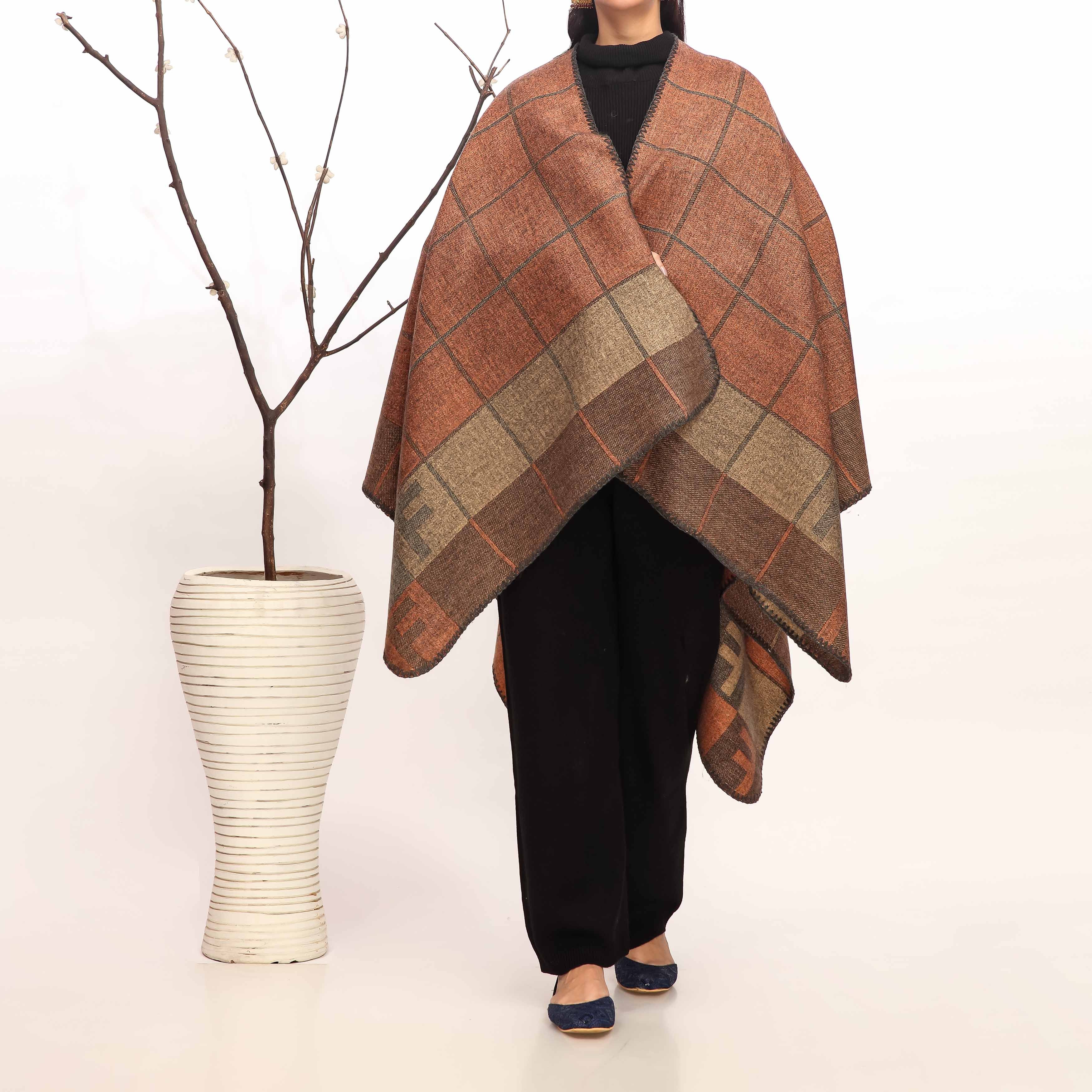 Orange Winter Cape Shawl PW4960
