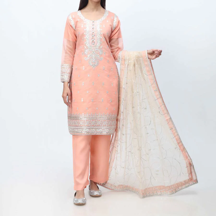 3PC- Embellished Organza Suit PF3006