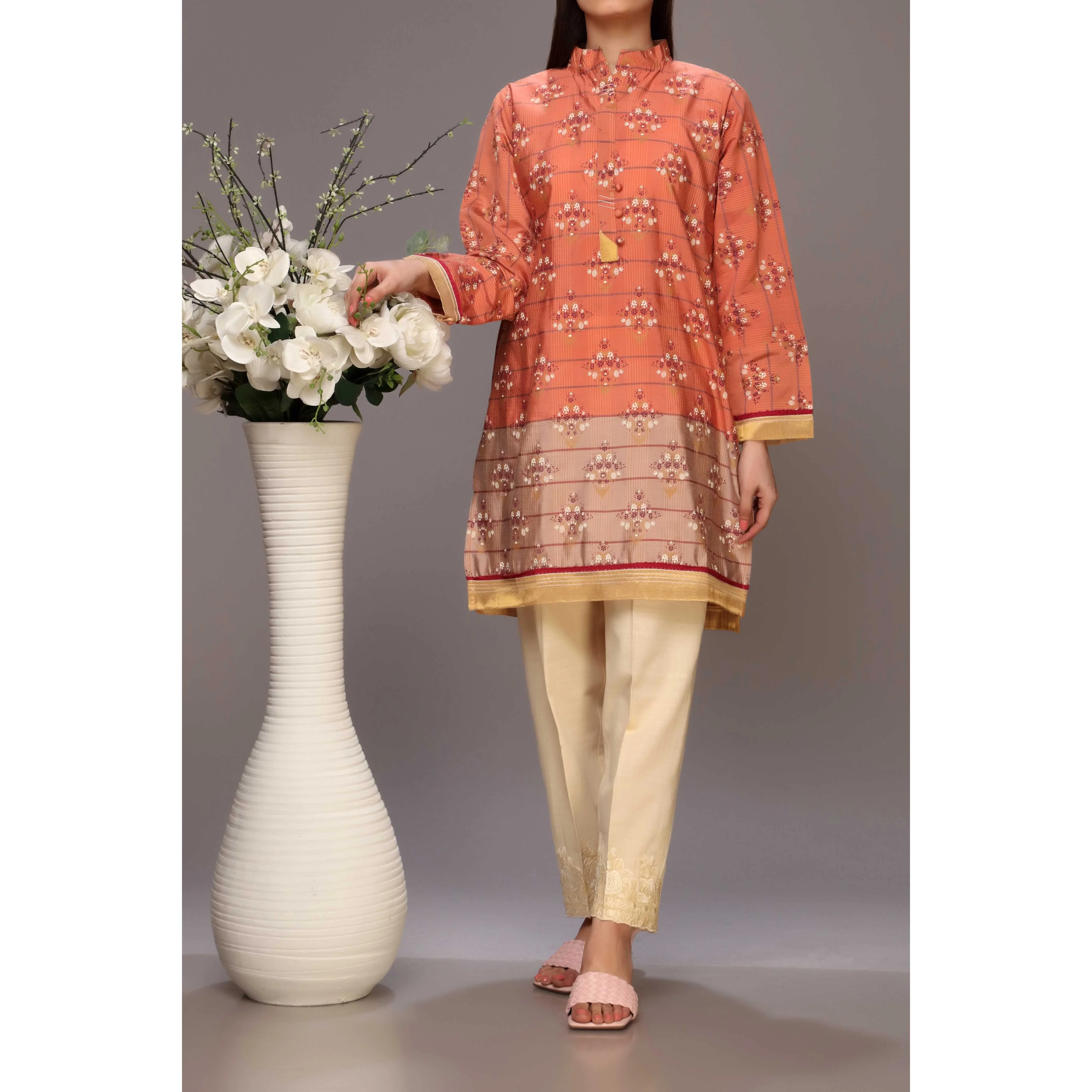 Peach Color Silk Shirt PS2117
