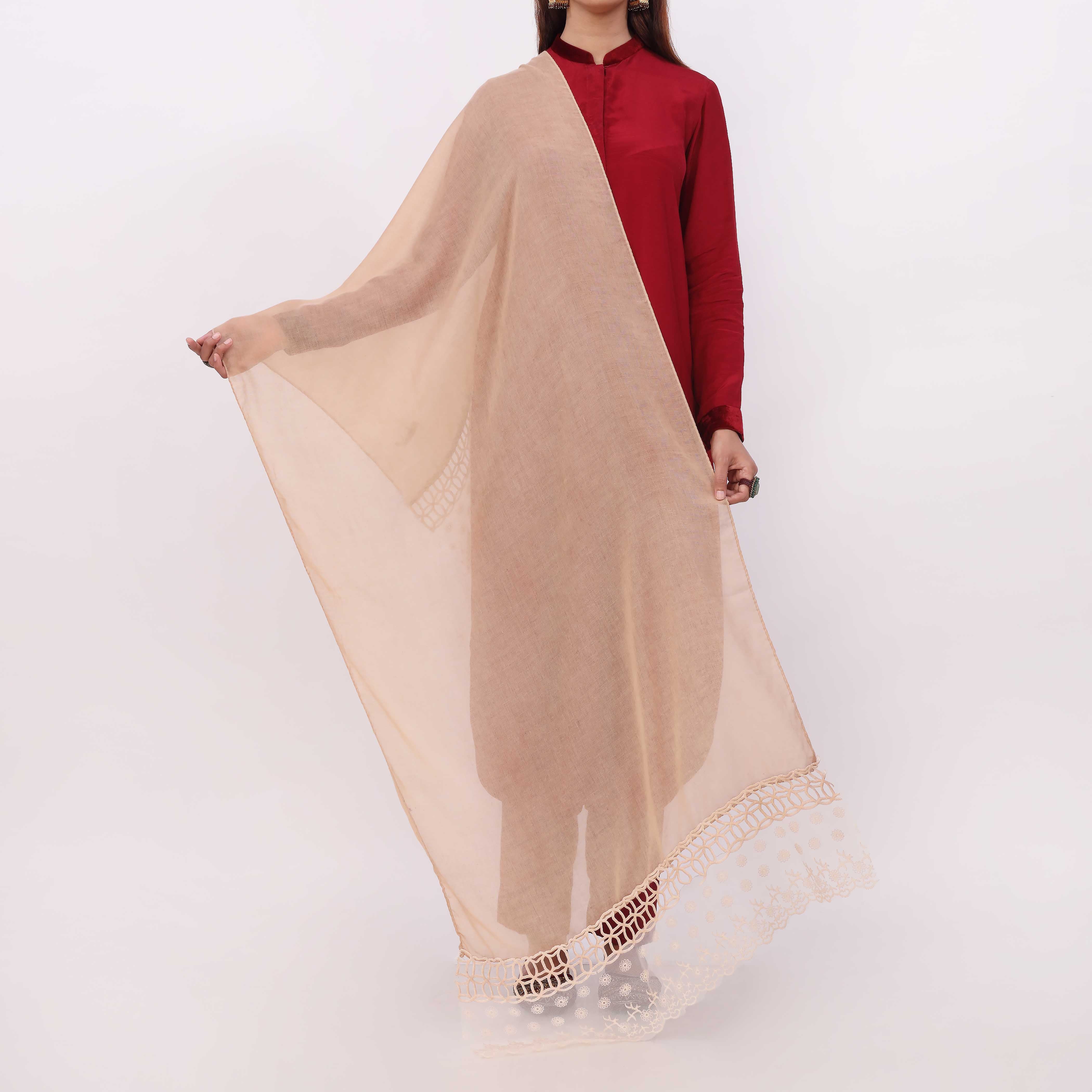 Peach Embroidered Stole PD5338 - Image 2