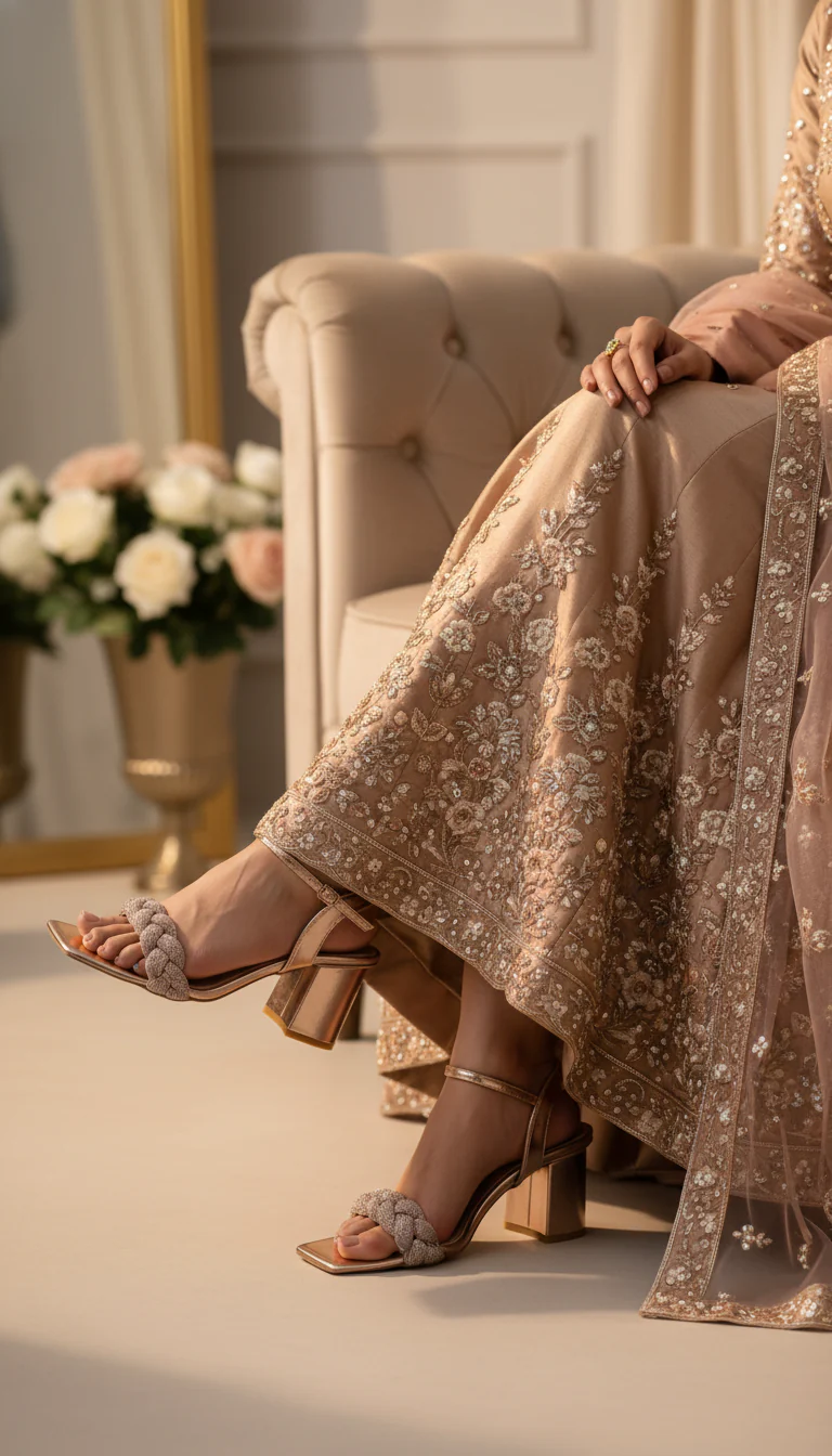 Peach Fancy Bridal Sandal FN5497