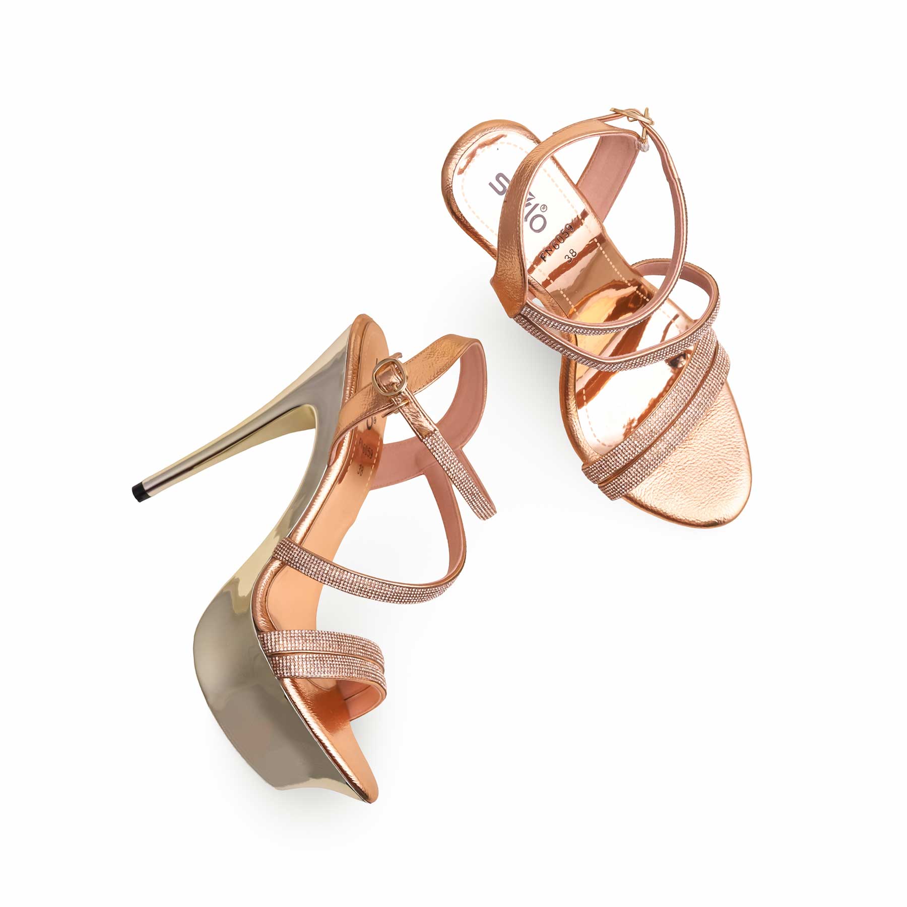 Peach Fancy Bridal Sandal For Ladies FN6059 - Image 5