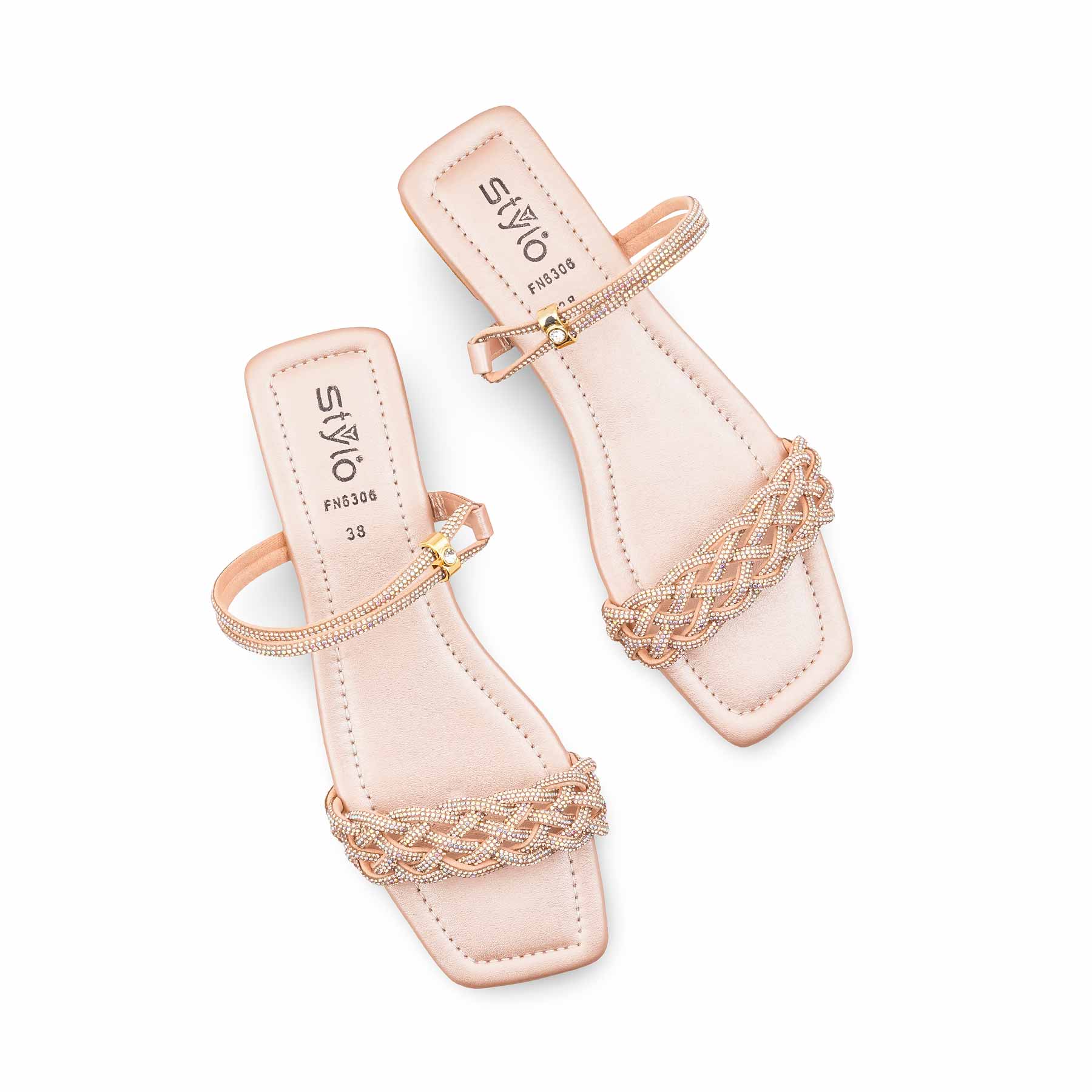 Peach Fancy Sandal For Women FN6306 - Image 5