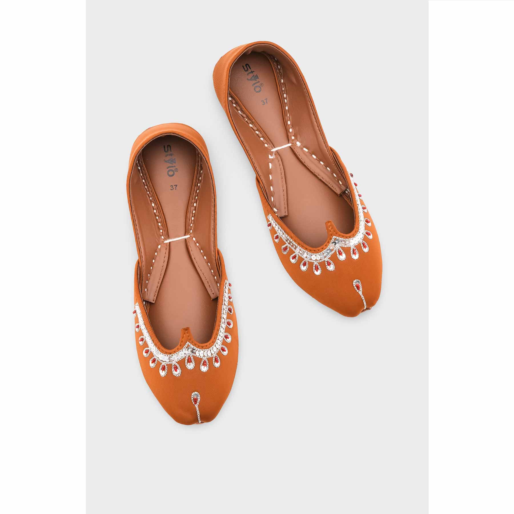 Peach Leather Khussa For Women EC8759 - Image 6