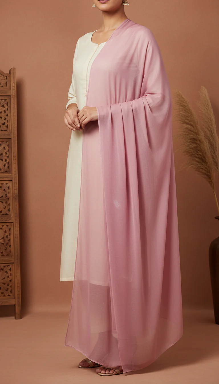 Peach Plain Chiffon Dupatta PD6005 - Image 2